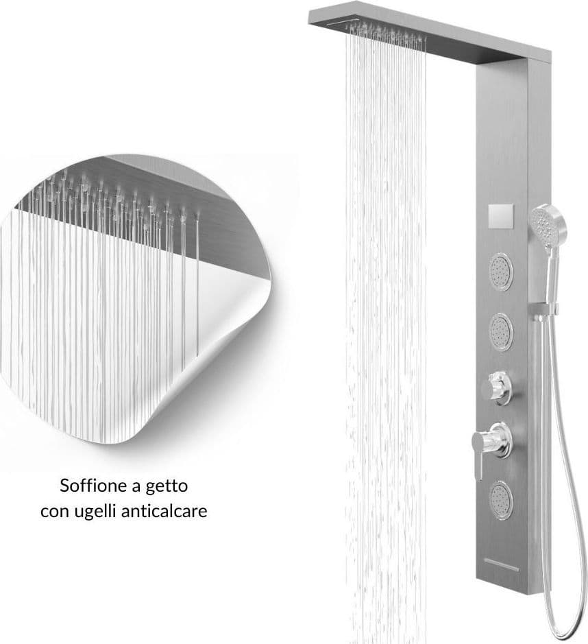 Colonna Doccia Shine Acciaio 4 Funzioni Luce LED Display Temperatura 2 Finiture in Rubinetti per vasca Ogomondo - Martina Franca, commercioVirtuoso.it