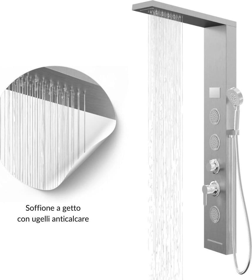 Colonna Doccia Shine Acciaio 4 Funzioni Luce LED Display Temperatura 2 Finiture in Rubinetti per vasca Ogomondo - Martina Franca, commercioVirtuoso.it