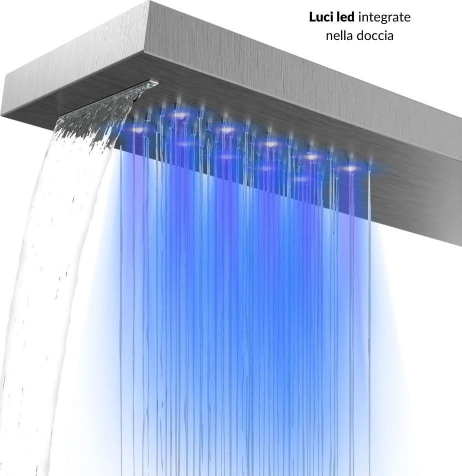 Colonna Doccia Shine Acciaio 4 Funzioni Luce LED Display Temperatura 2 Finiture in Rubinetti per vasca Ogomondo - Martina Franca, commercioVirtuoso.it