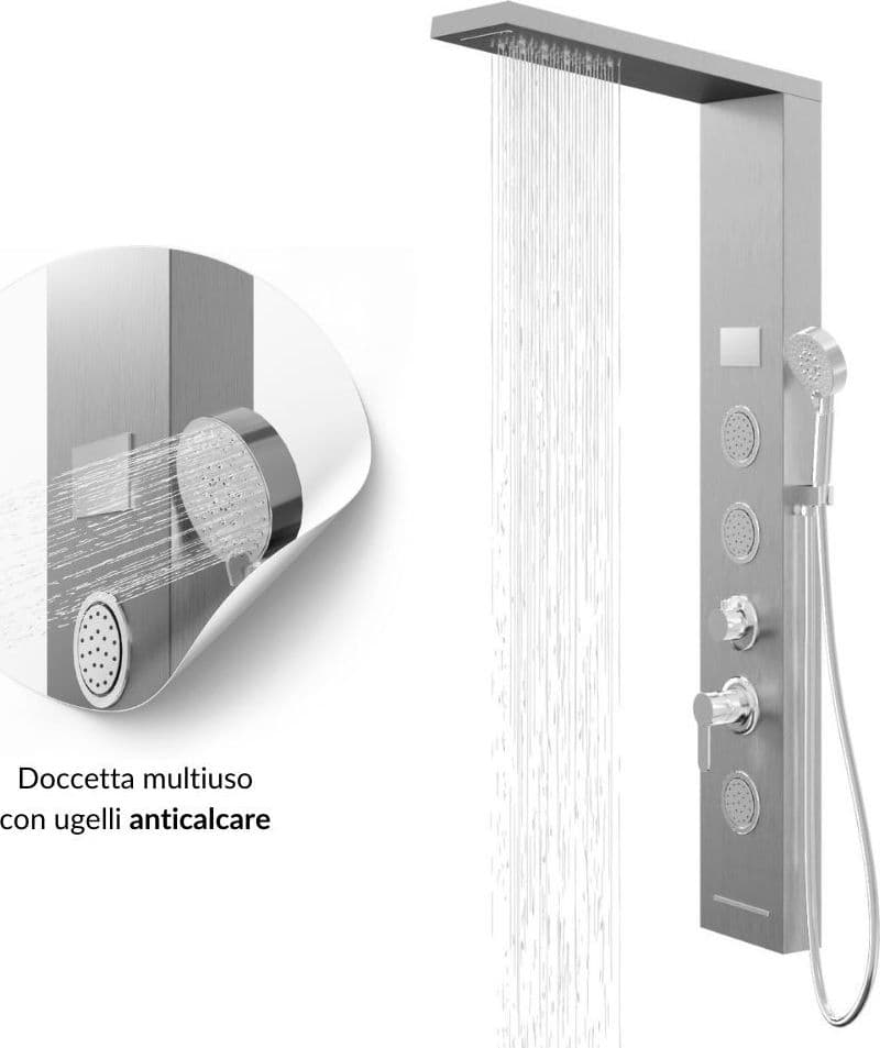Colonna Doccia Shine Acciaio 4 Funzioni Luce LED Display Temperatura 2 Finiture in Rubinetti per vasca Ogomondo - Martina Franca, commercioVirtuoso.it