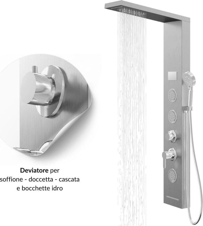 Colonna Doccia Shine Acciaio 4 Funzioni Luce LED Display Temperatura 2 Finiture in Rubinetti per vasca Ogomondo - Martina Franca, commercioVirtuoso.it