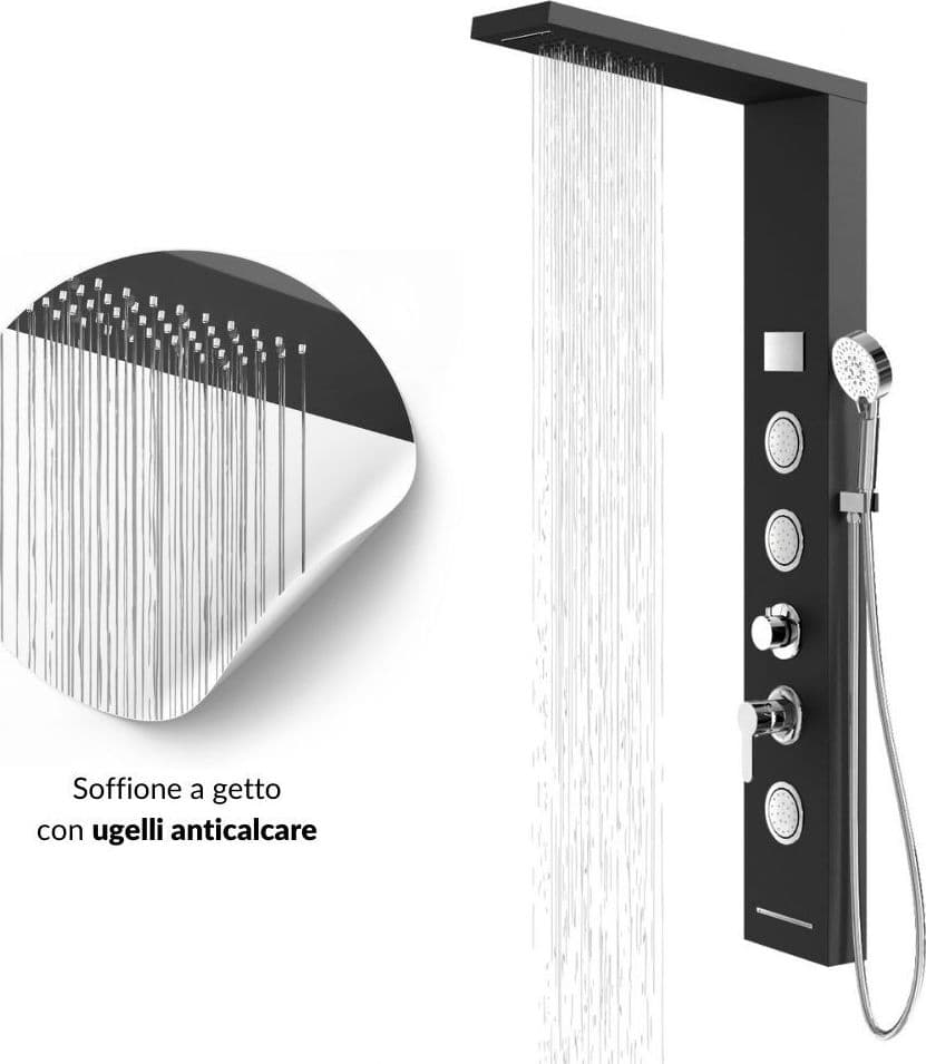 Colonna Doccia Shine Acciaio 4 Funzioni Luce LED Display Temperatura 2 Finiture in Rubinetti per vasca Ogomondo - Martina Franca, commercioVirtuoso.it