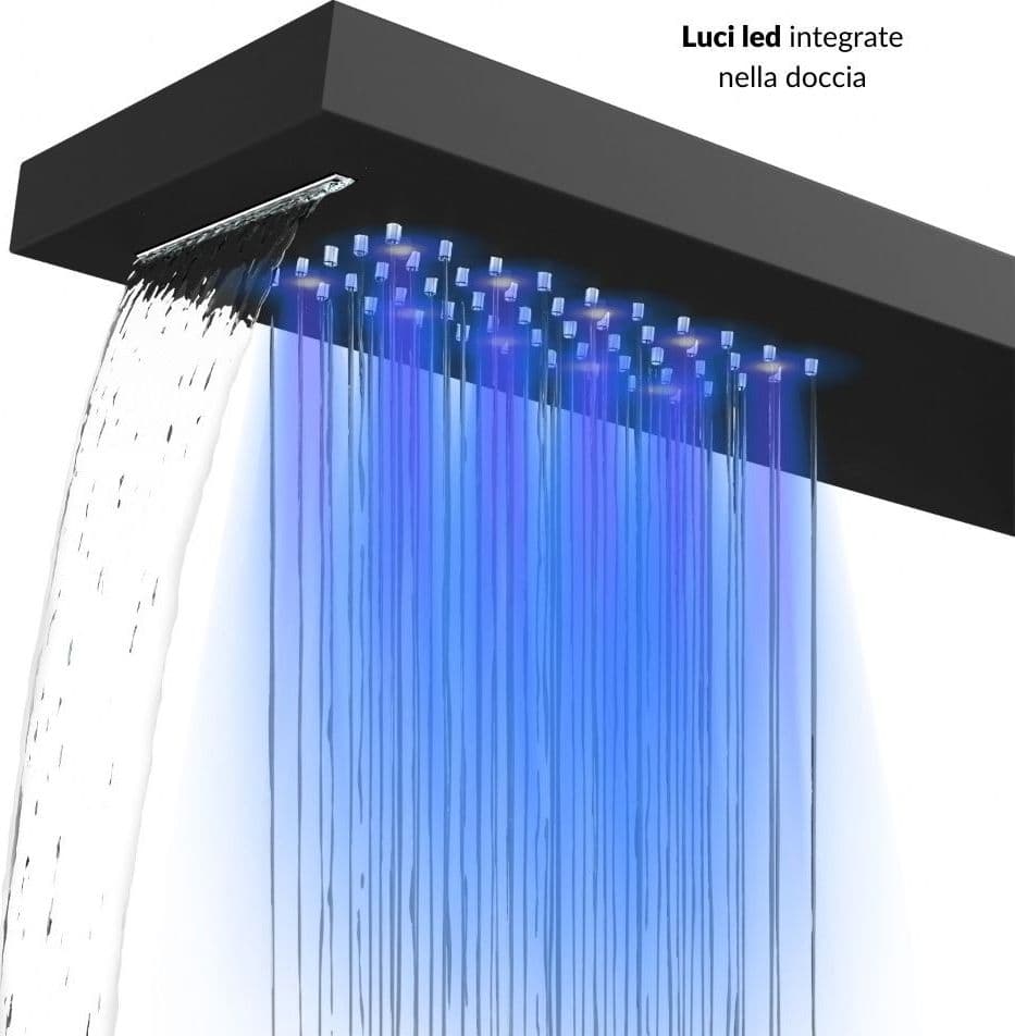 Colonna Doccia Shine Acciaio 4 Funzioni Luce LED Display Temperatura 2 Finiture in Rubinetti per vasca Ogomondo - Martina Franca, commercioVirtuoso.it