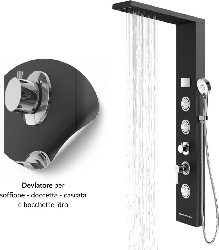 Colonna Doccia Shine Acciaio 4 Funzioni Luce LED Display Temperatura 2 Finiture in Rubinetti per vasca Ogomondo - Martina Franca, commercioVirtuoso.it