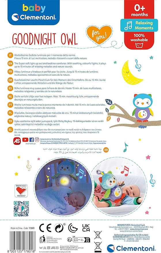 Clementoni - Good Night Owl Peluche Interattivo 17801 in prodotto Centro Bimbo - Siderno, commercioVirtuoso.it