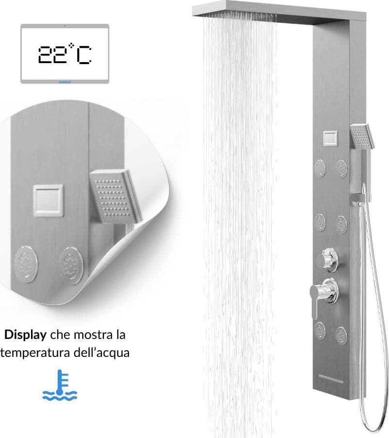 Colonna Pannello Doccia 4 Funzioni York-1 Display Controllo Temperatura Cromo in Rubinetti per vasca Ogomondo - Martina Franca, commercioVirtuoso.it