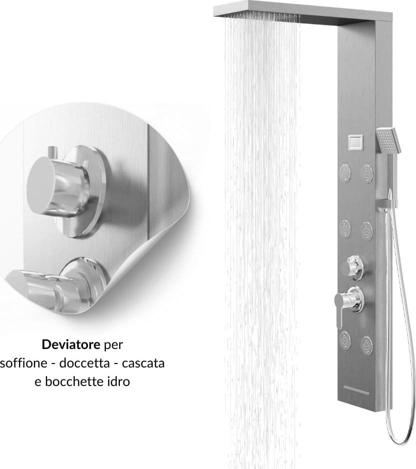 Colonna Pannello Doccia 4 Funzioni York-1 Display Controllo Temperatura Cromo in Rubinetti per vasca Ogomondo - Martina Franca, commercioVirtuoso.it