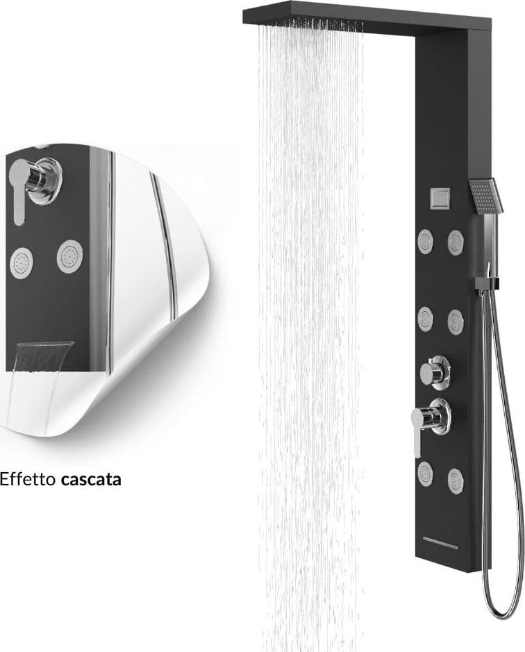Colonna Pannello Doccia 4 Funzioni York-1 Black Display Controllo Temperatura in Rubinetti per vasca Ogomondo - Martina Franca, commercioVirtuoso.it