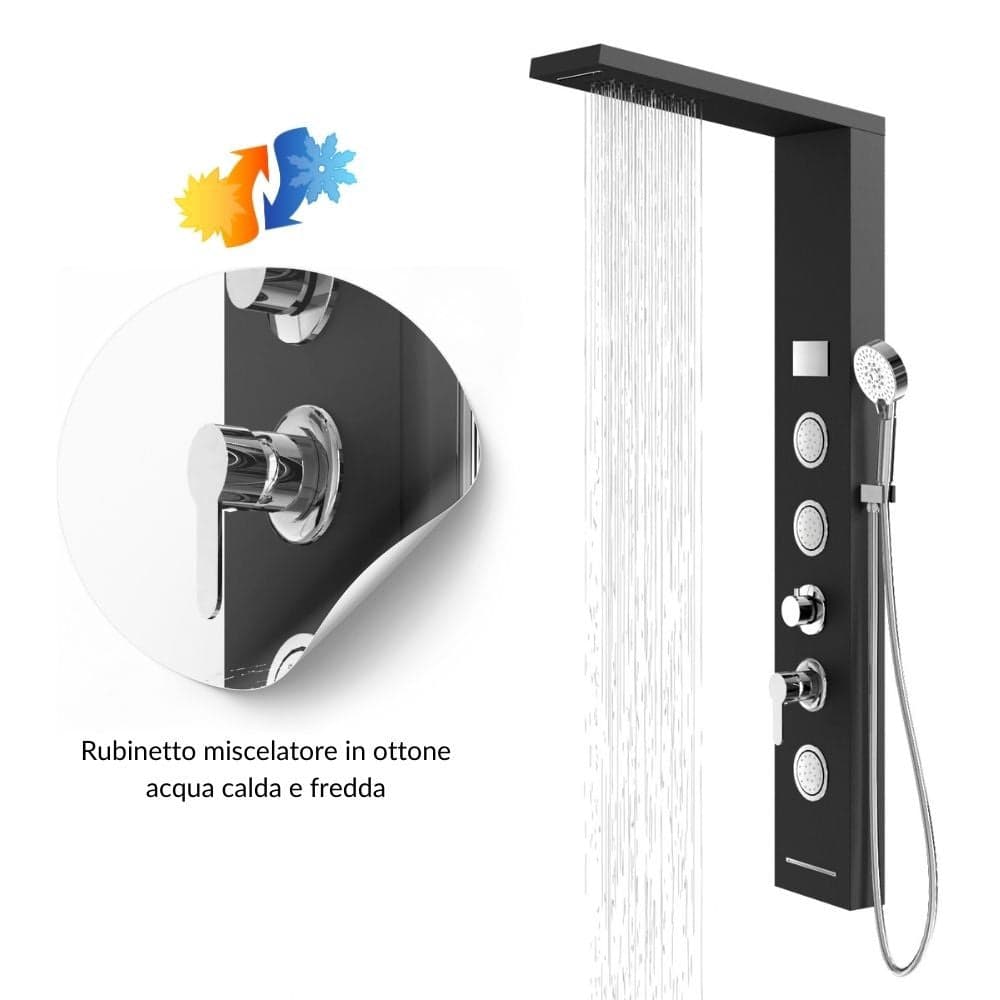 Colonna Pannello Doccia Shine-1 Black 4 Funzioni Luce Display Temperatura Nero in Rubinetti per vasca Ogomondo - Martina Franca, commercioVirtuoso.it