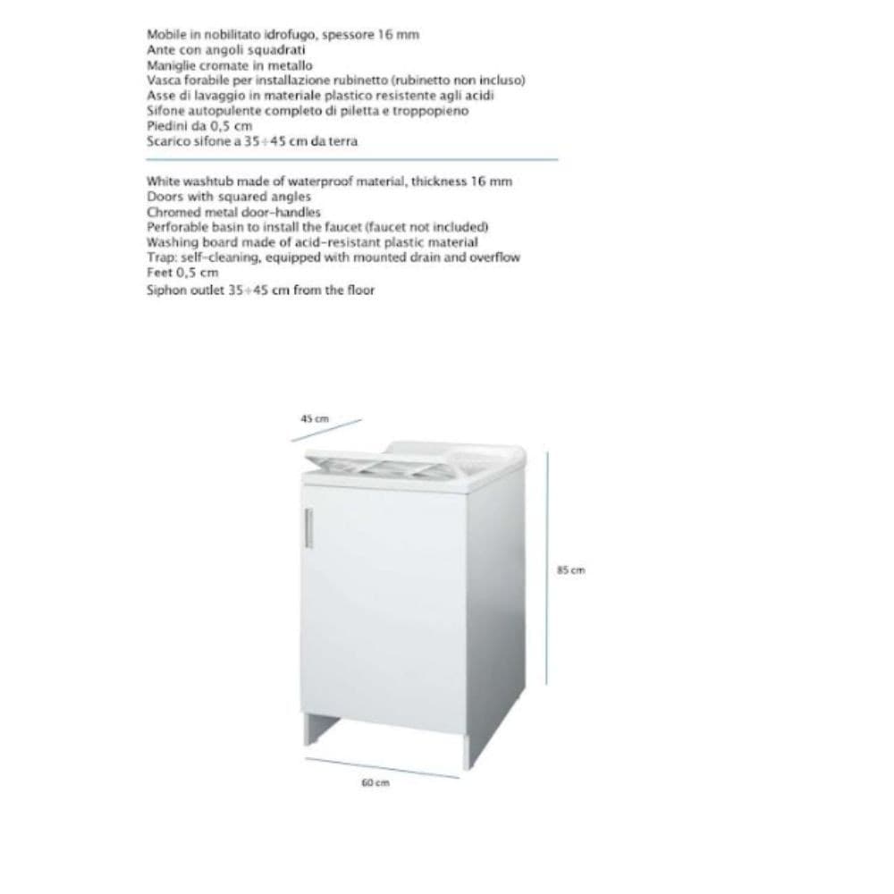 Mobile Lavanderia Bianco Lavabo Resina 45x50x85 Asse Lavaggio cm Anta Singola in Mobiletti con lavabo Ogomondo - Martina Franca, commercioVirtuoso.it