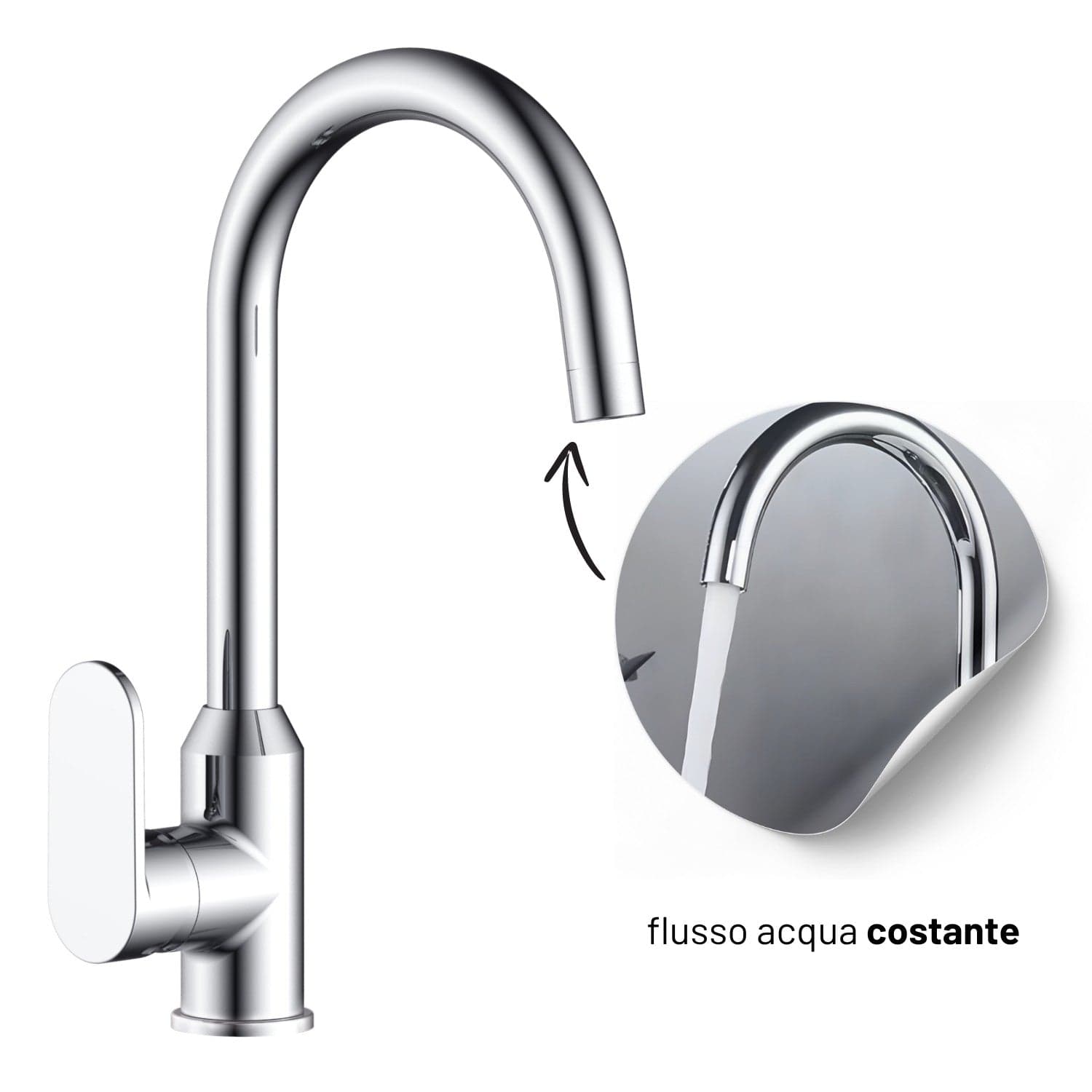 Miscelatore Monocomando Lavello Cucina Canna Orientabile Sofia Installazione Rapida in Rubinetti per lavelli da cucina Ogomondo - Martina Franca, commercioVirtuoso.it