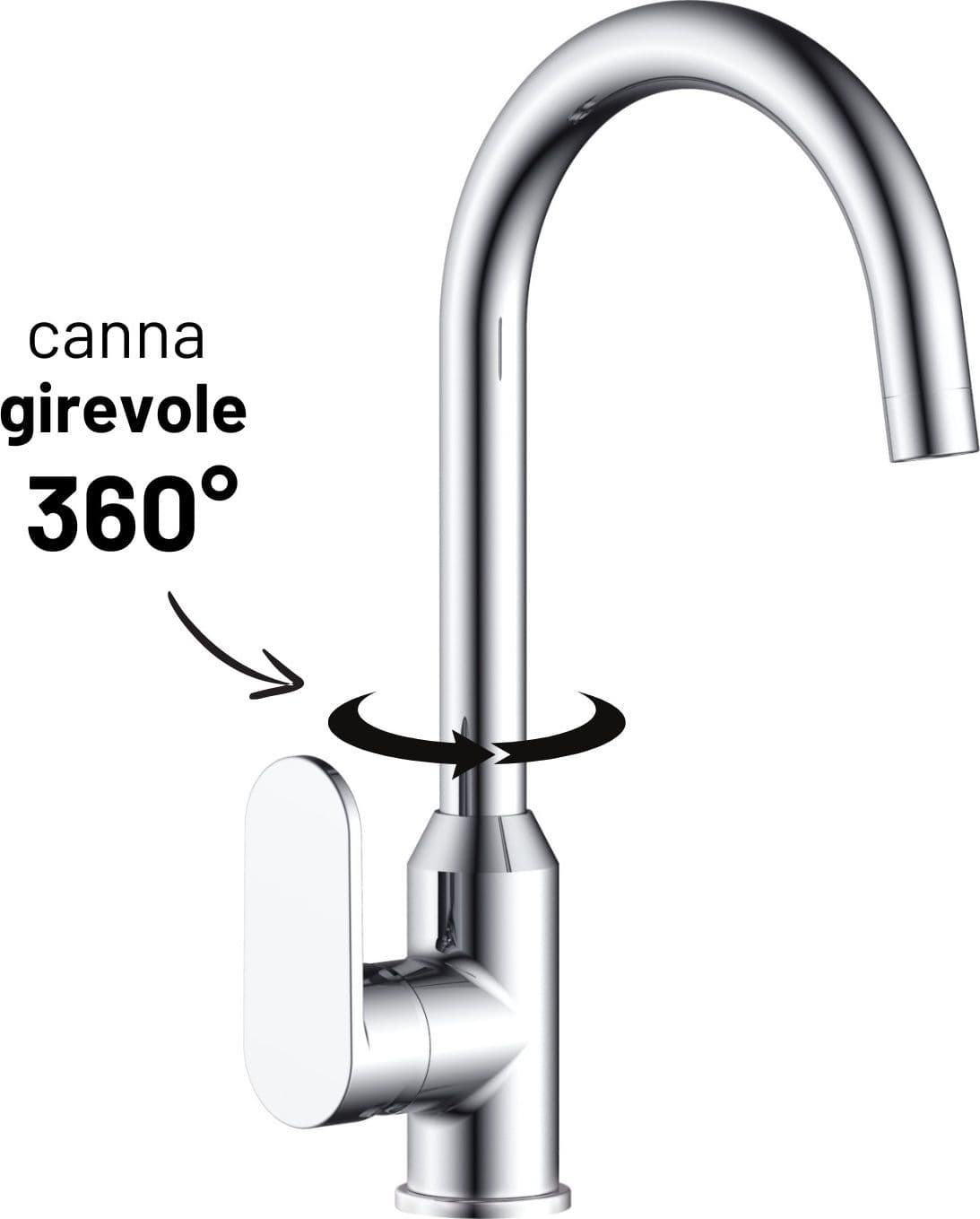 Miscelatore Monocomando Lavello Cucina Canna Orientabile Sofia Installazione Rapida in Rubinetti per lavelli da cucina Ogomondo - Martina Franca, commercioVirtuoso.it