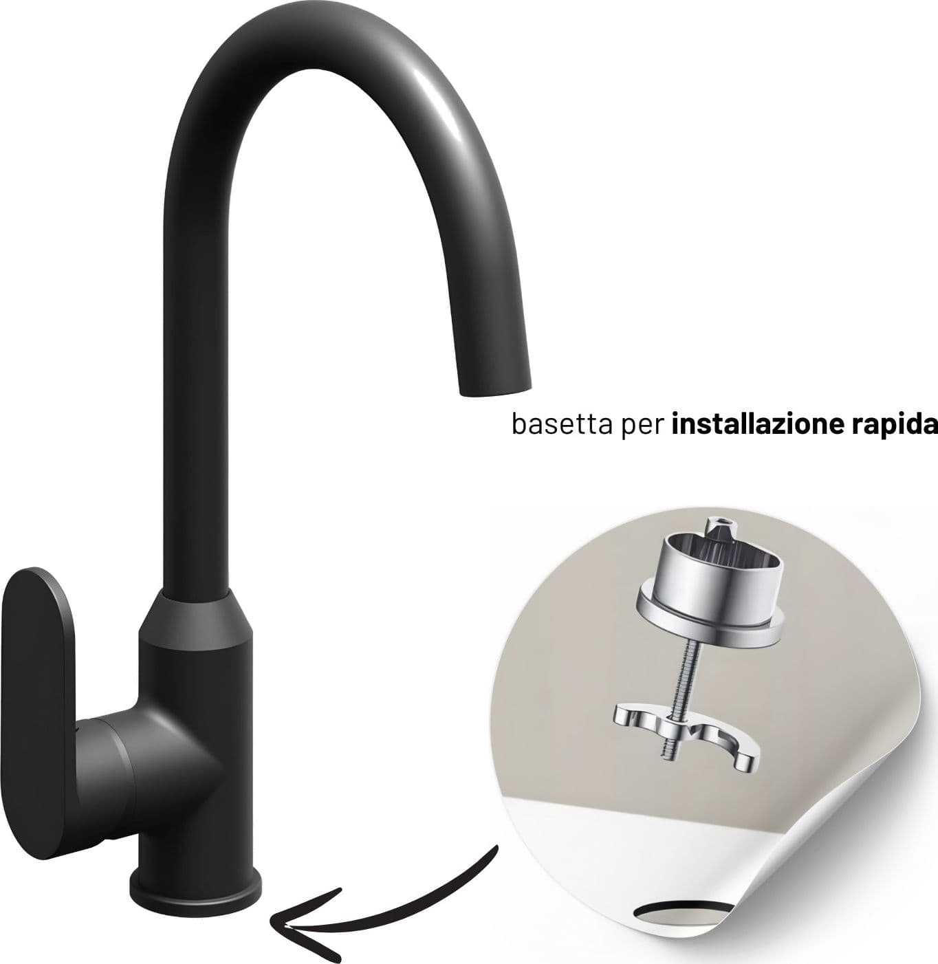 Miscelatore Monocomando Lavello Cucina Canna Orientabile Sofia Installazione Rapida in Rubinetti per lavelli da cucina Ogomondo - Martina Franca, commercioVirtuoso.it