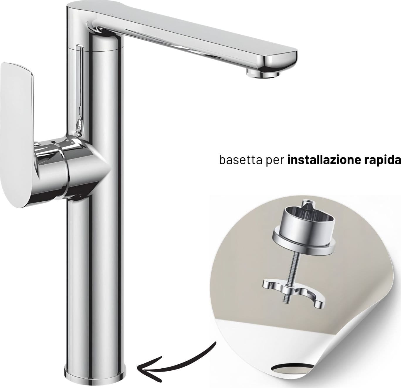 Miscelatore Monocomando Lavello Cucina Orientabile Tunisi Installazione Rapida in Rubinetti per lavandini bagno Ogomondo - Martina Franca, commercioVirtuoso.it