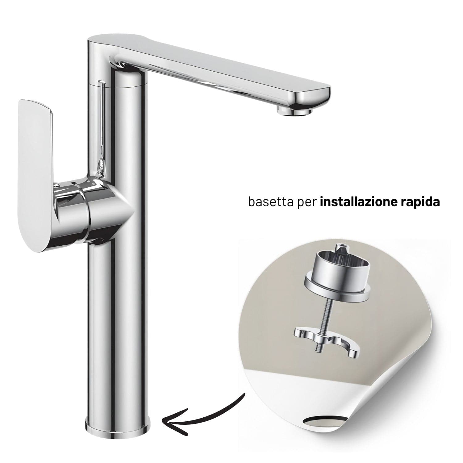 Miscelatore Monocomando Lavello Cucina Orientabile Tunisi Installazione Rapida in Rubinetti per lavandini bagno Ogomondo - Martina Franca, commercioVirtuoso.it