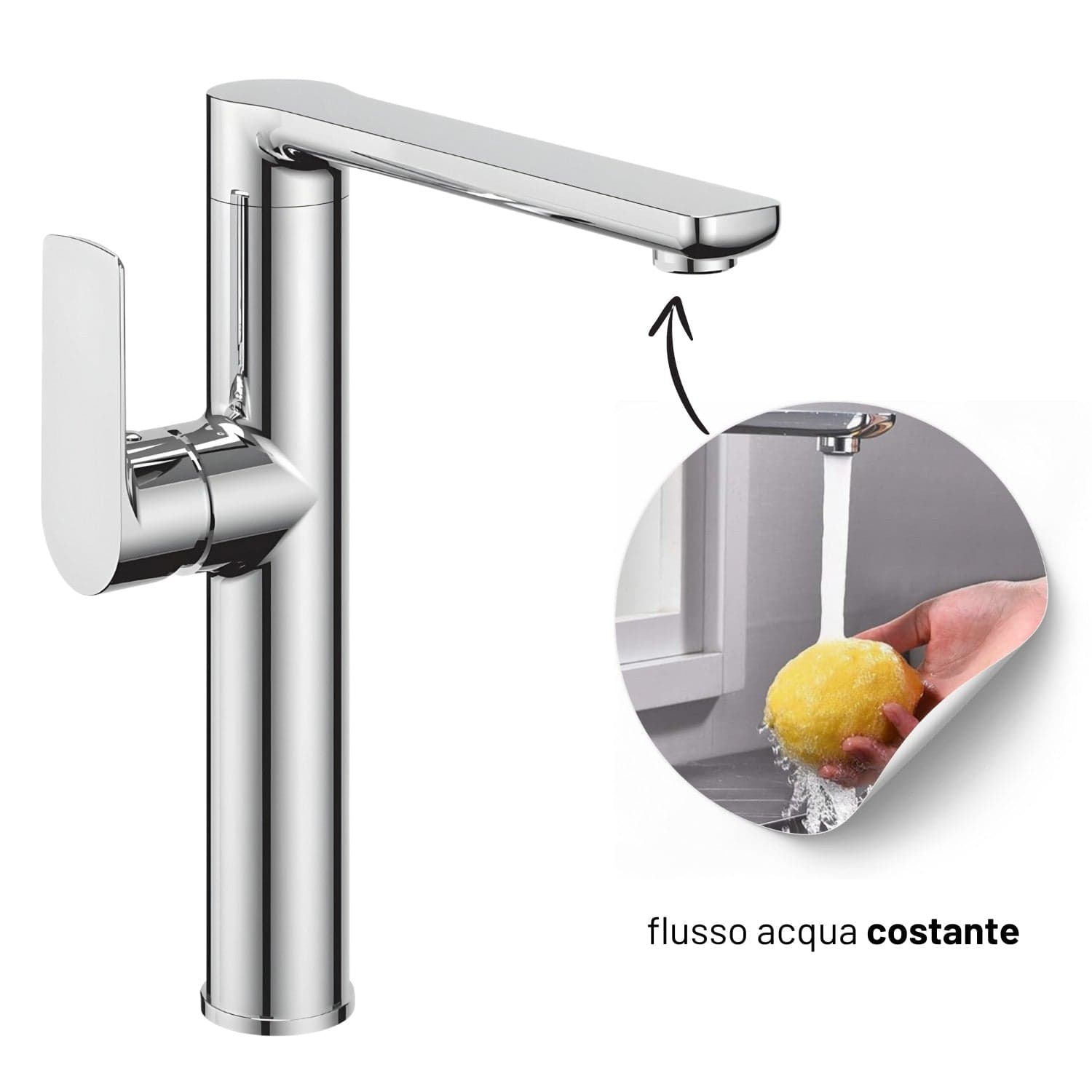 Miscelatore Monocomando Lavello Cucina Orientabile Tunisi Installazione Rapida in Rubinetti per lavandini bagno Ogomondo - Martina Franca, commercioVirtuoso.it