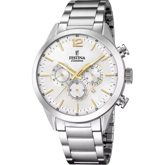FESTINA - OROLOGIO TIMELESS CHRONOGRAPH ARGENTO CON CINTURINO IN ACCIAIO, UOMO.