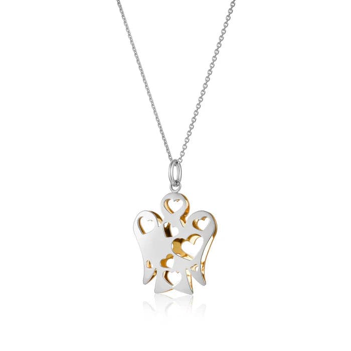 ROBERTO GIANNOTTI -  COLLANA CON PENDENTE ANGELO CON CUORI DOUBLE FACE IN ORO BIANCO E GIALLO in Collane Alba Gioielli - Casoria, commercioVirtuoso.it