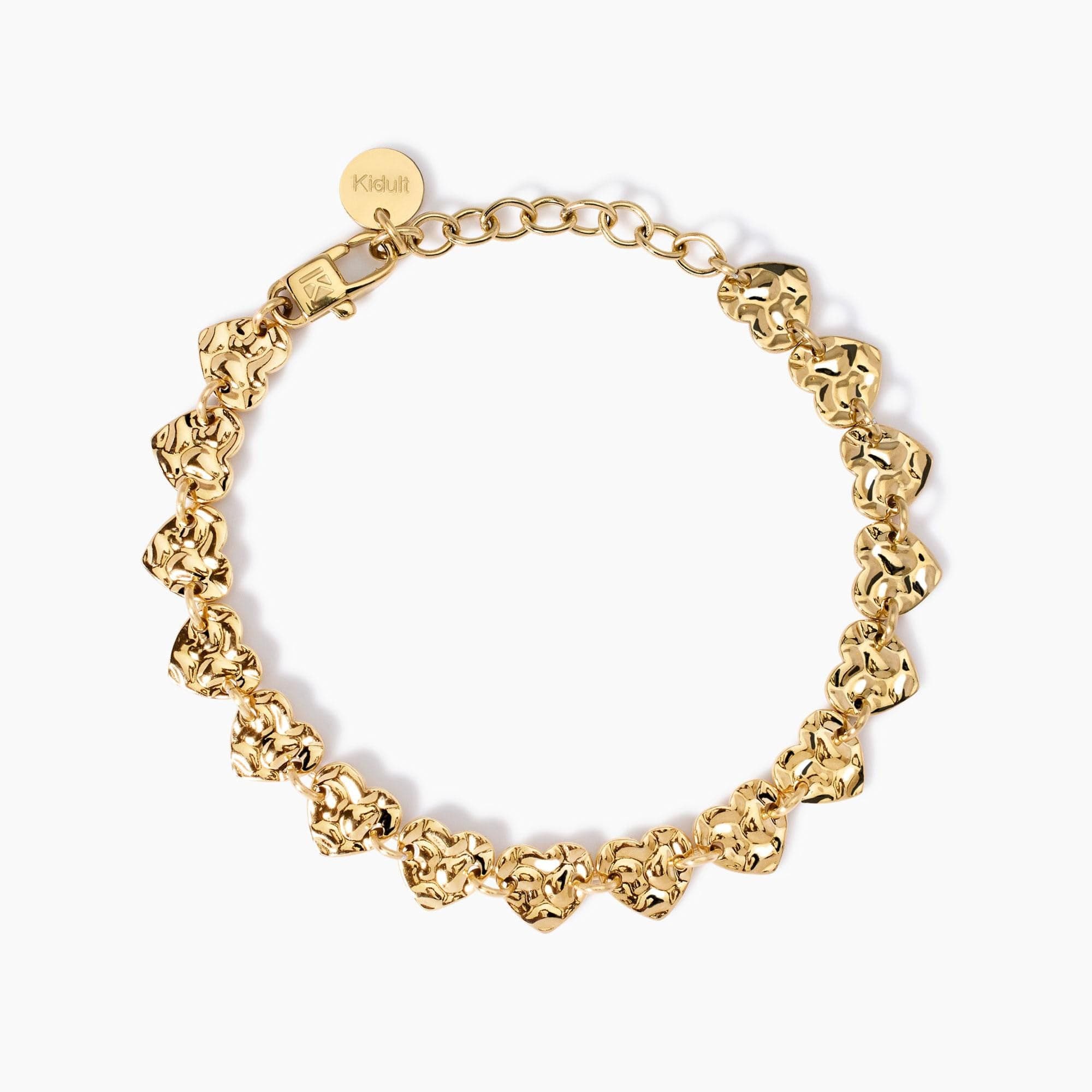 Kidult - Bracciale dorato con cuori effetto martellato  STYLE 03 in Bracciali Alba Gioielli - Casoria, commercioVirtuoso.it