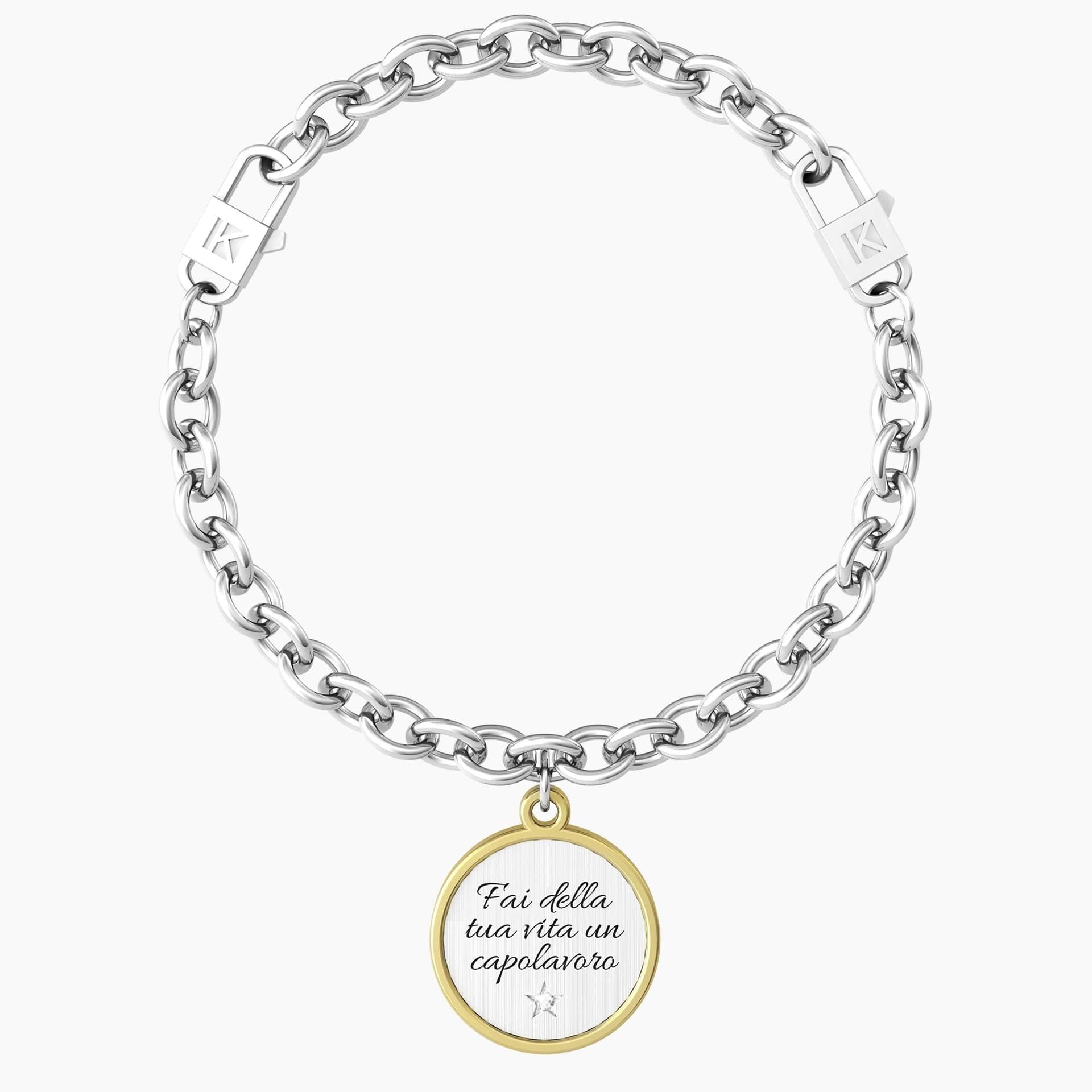 Kidult - Bracciale con catena e ciondolo con frase motivazionale Fai della tua vita un capolavoro in Bracciali Alba Gioielli - Casoria, commercioVirtuoso.it
