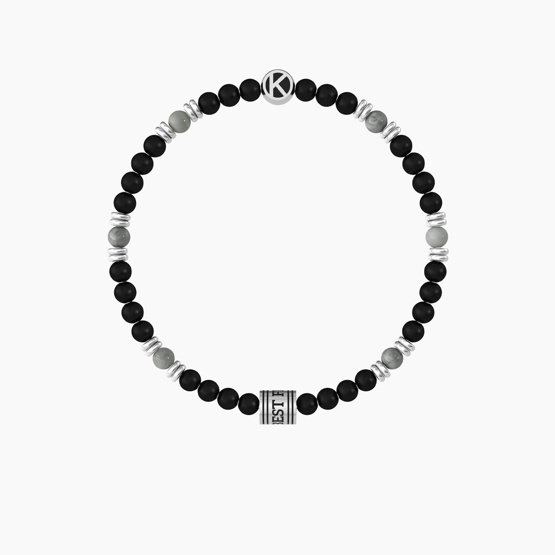Kidult - Bracciale elastico uomo con agata nera e grigia Best friends in Bracciali Alba Gioielli - Casoria, commercioVirtuoso.it