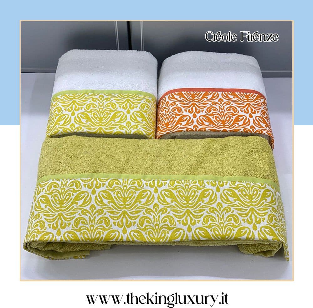 Set Asciugamani 3+3 Creole Firenze Flo  Spugna di Cotone in Set di asciugamani The King Luxury - San Marcellino, commercioVirtuoso.it