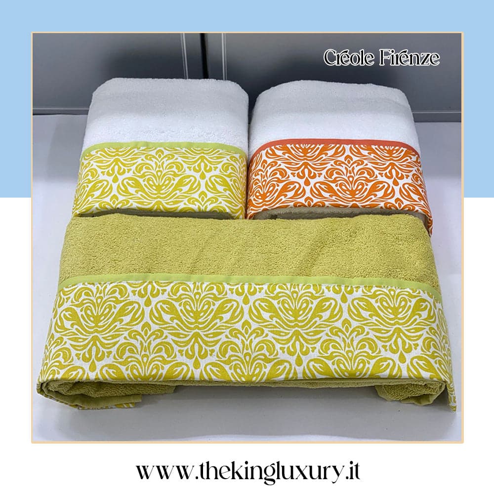 Set Asciugamani 3+3 Creole Firenze Flo  Spugna di Cotone in Set di asciugamani The King Luxury - San Marcellino, commercioVirtuoso.it
