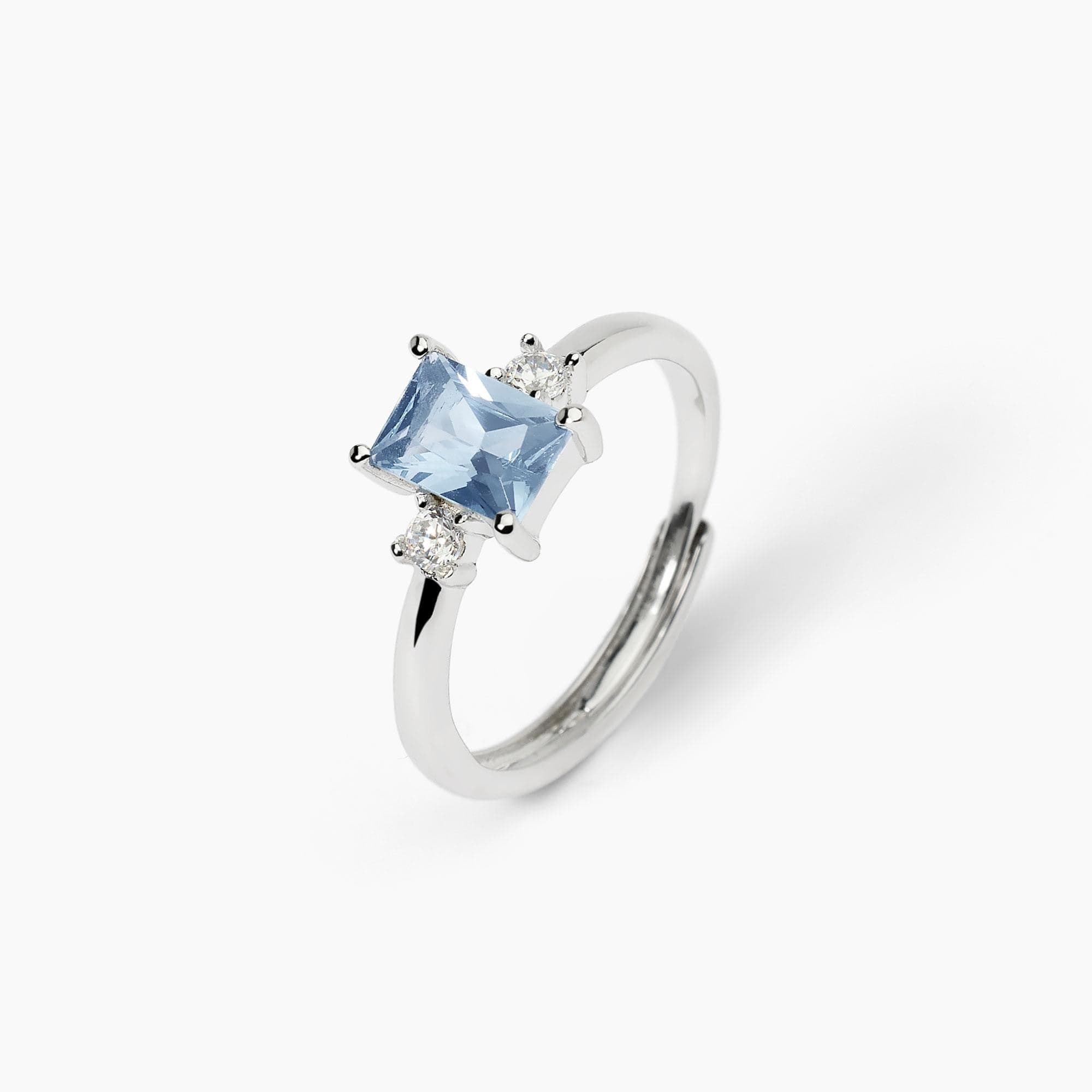 Mabina - Anello in argento con acquamarina sintetica BATTITO