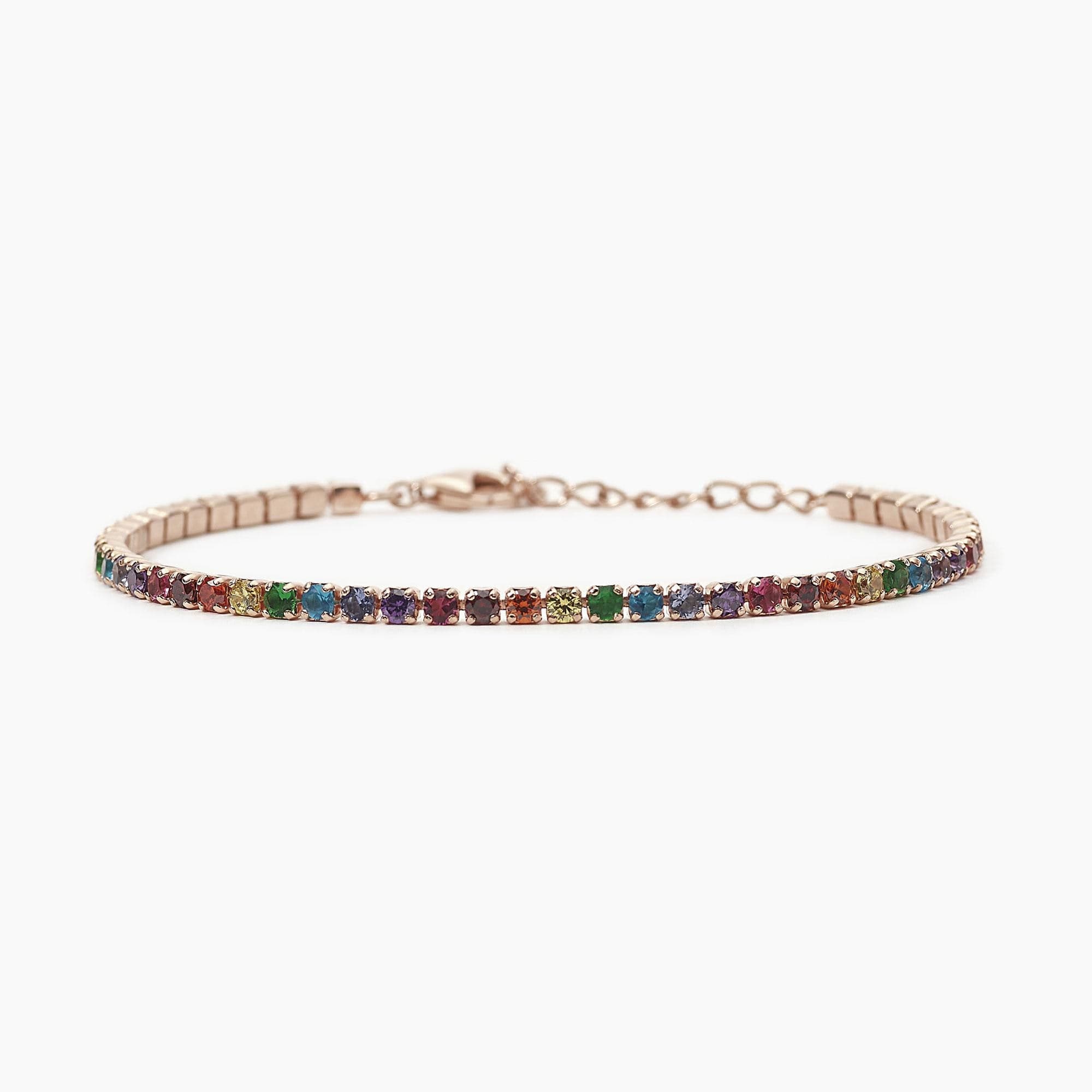 Mabina   Bracciale tennis regolabile rosato con zirconi multicolor MINI TENNIS in Bracciali Alba Gioielli - Casoria, commercioVirtuoso.it
