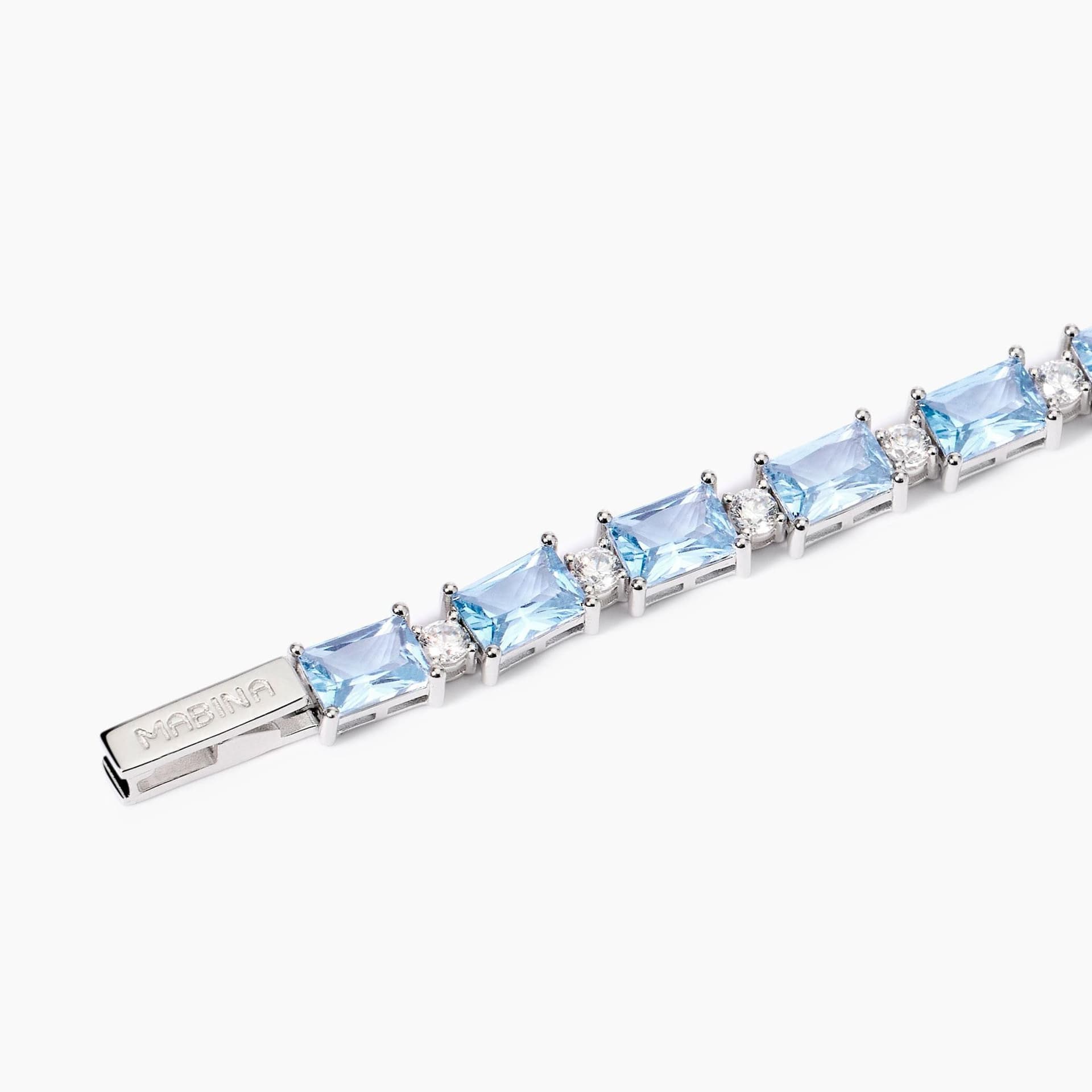 Mabina  -  Bracciale in argento con acquemarine sintetiche BATTITO in Bracciali Alba Gioielli - Casoria, commercioVirtuoso.it