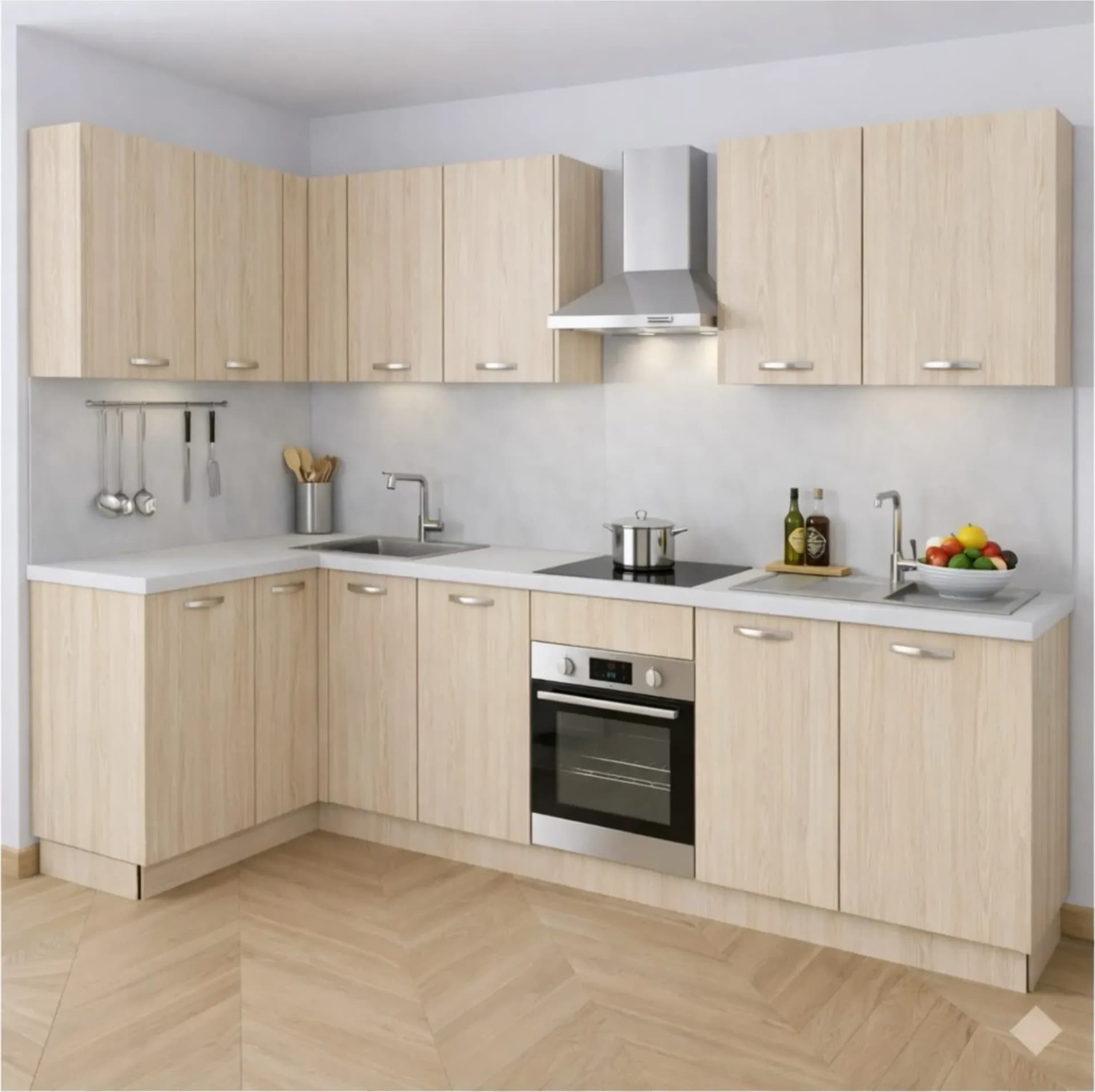 Mobile Base per Cucina compreso di Anta di Colore Rovere - 7