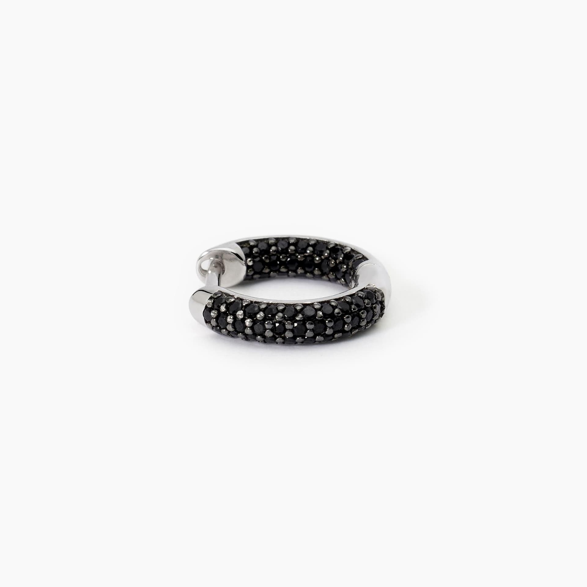 Mabina -   Orecchino a cerchio in argento con zirconi neri MONOMANIA in Orecchini Alba Gioielli - Casoria, commercioVirtuoso.it