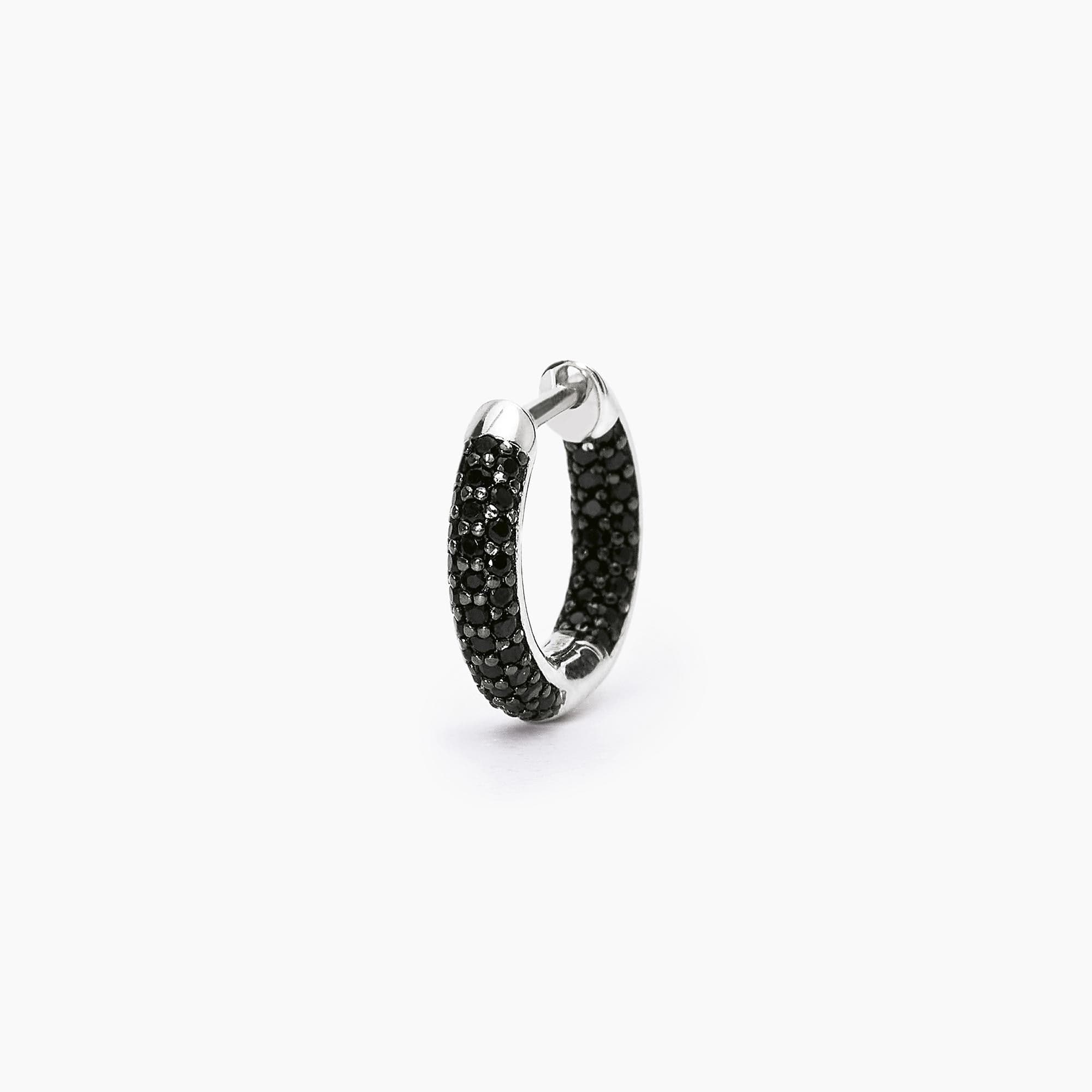 Mabina - Orecchino a cerchio in argento con zirconi neri MONOMANIA in Orecchini Alba Gioielli - Casoria, commercioVirtuoso.it