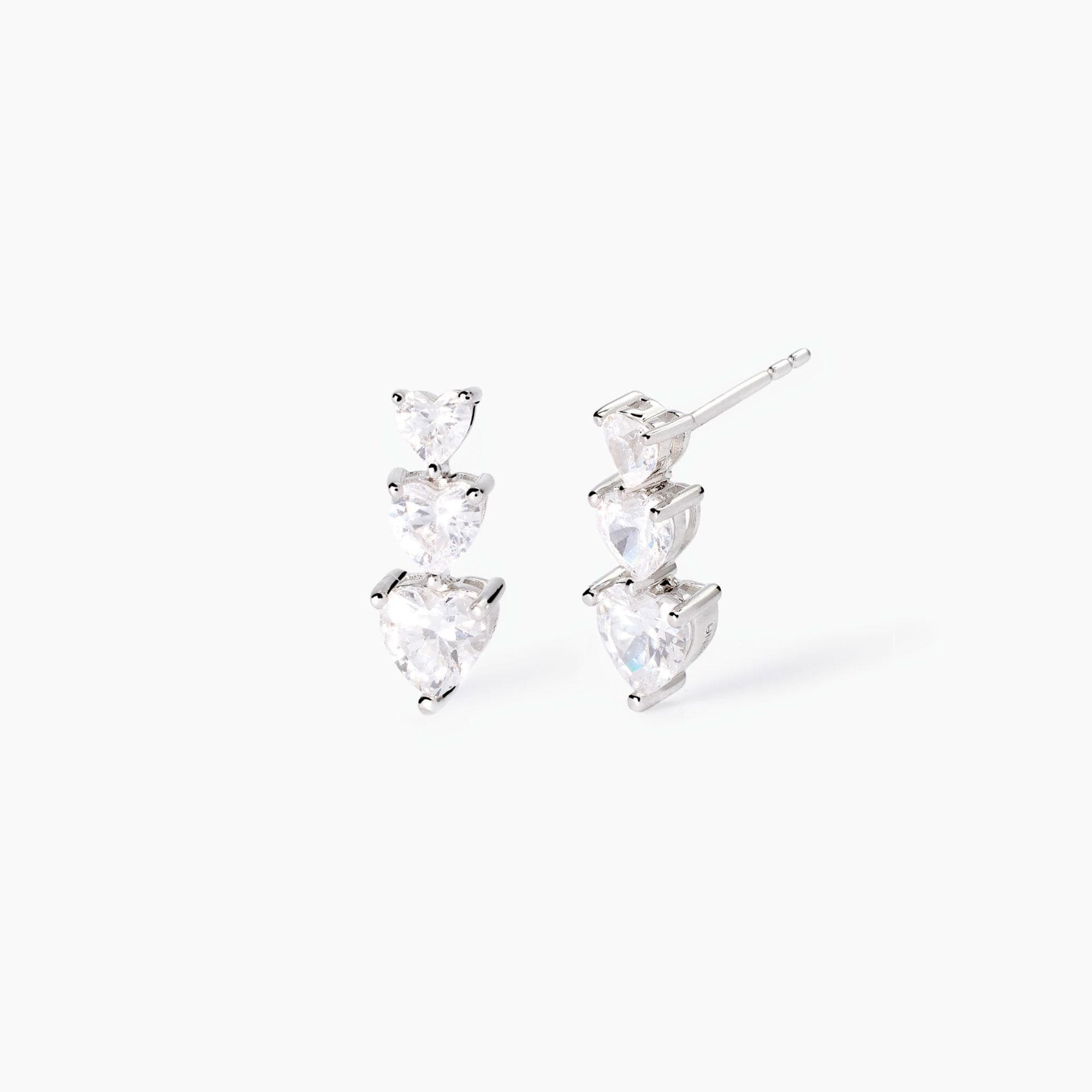 Mabina -   Orecchini in argento con zirconi cuore Lovely