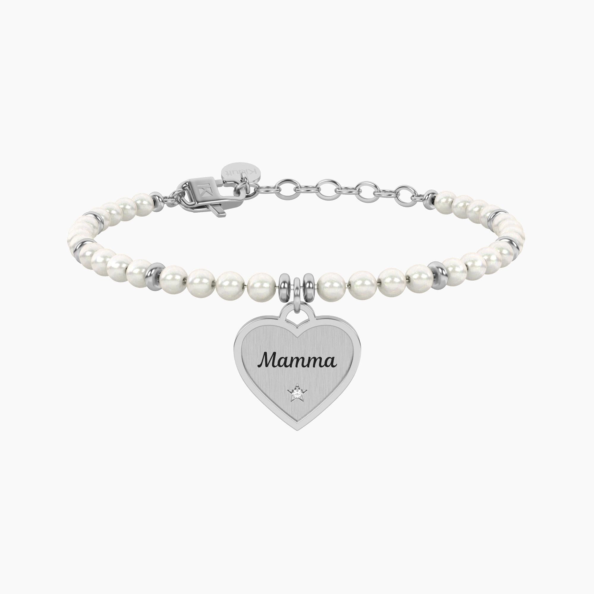 Kidult -  Bracciale perle con ciondolo cuore per mamma Cuore | mamma ti voglio felice