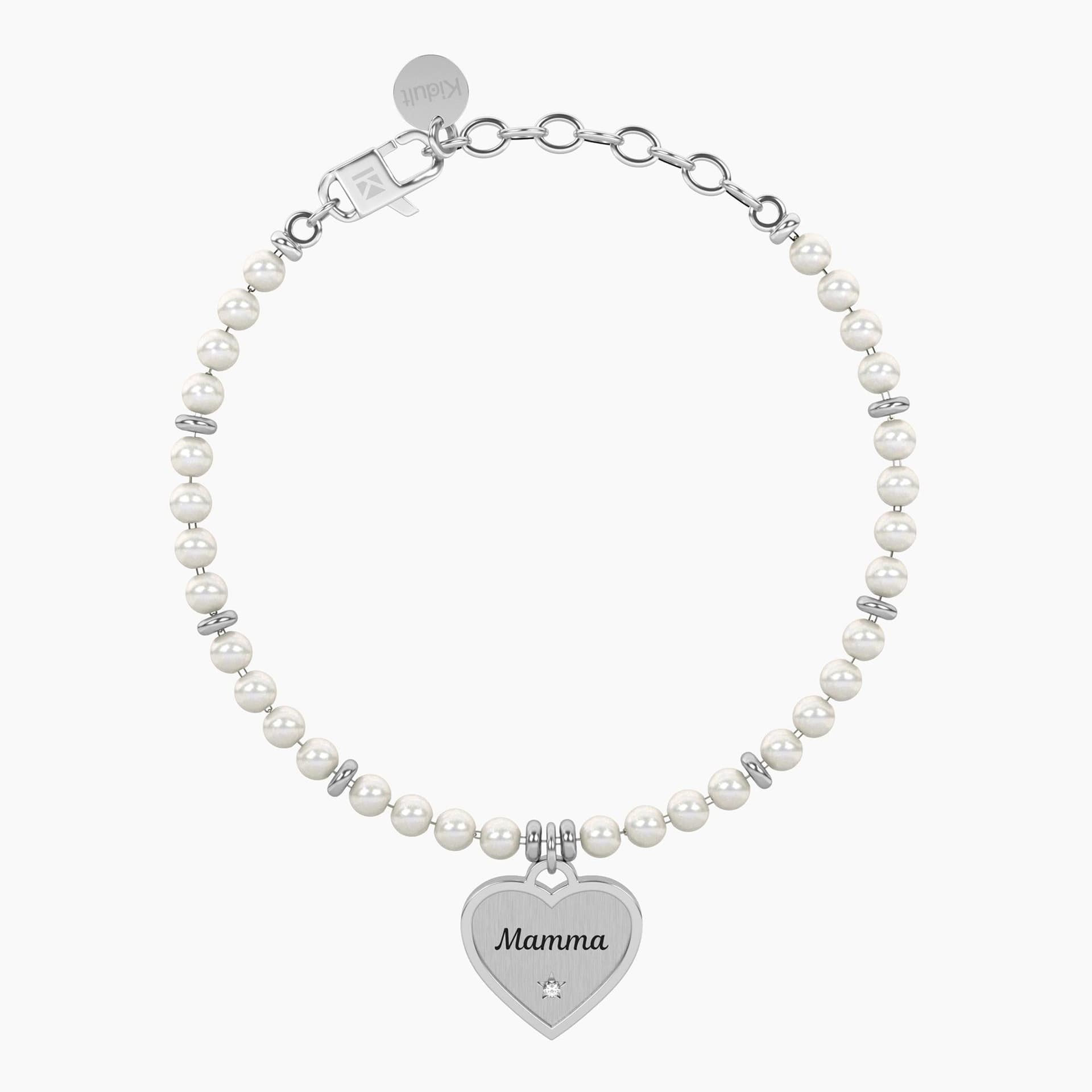Kidult -  Bracciale perle con ciondolo cuore per mamma Cuore | mamma ti voglio felice in Bracciali Alba Gioielli - Casoria, commercioVirtuoso.it