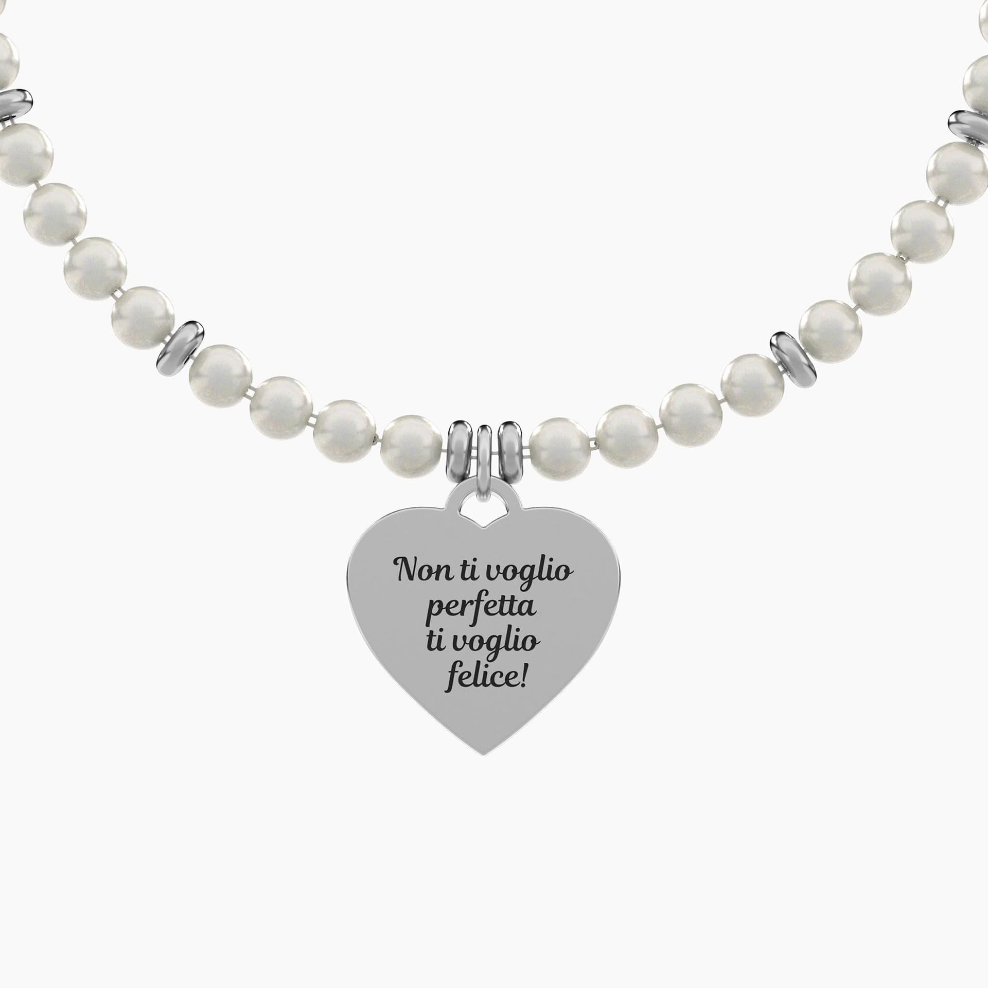 Kidult -  Bracciale perle con ciondolo cuore per mamma Cuore | mamma ti voglio felice in Bracciali Alba Gioielli - Casoria, commercioVirtuoso.it