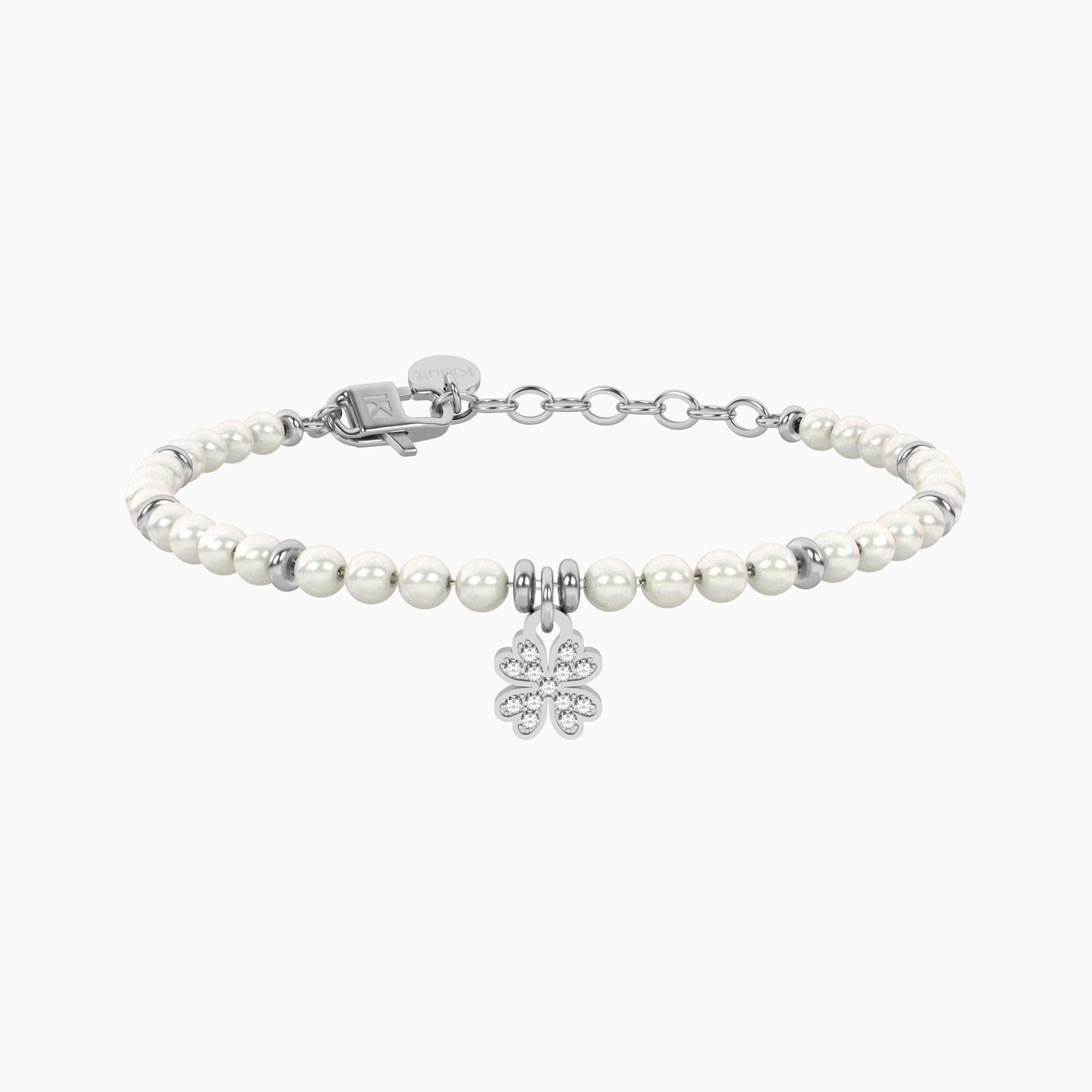 Kidult - Bracciale con perle e quadrifoglio Quadrifoglio | buona fortuna in Bracciali Alba Gioielli - Casoria, commercioVirtuoso.it