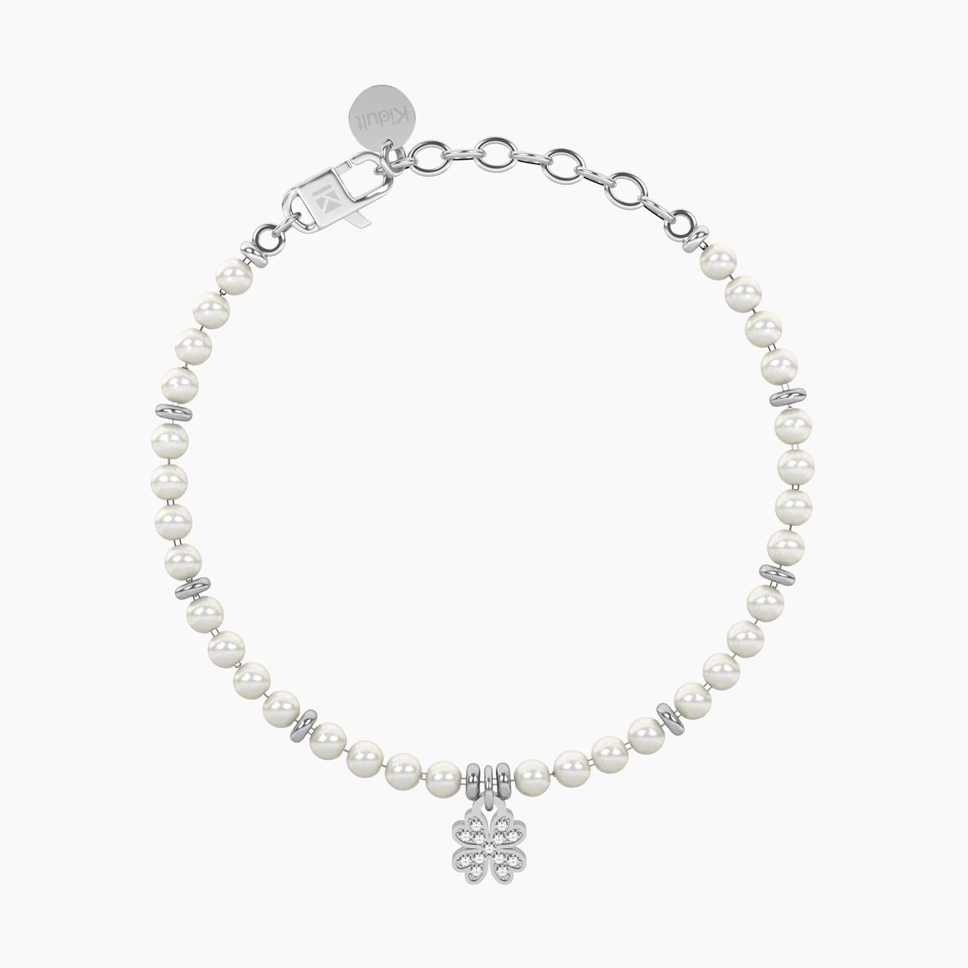 Kidult -  Bracciale con perle e quadrifoglio Quadrifoglio | buona fortuna in Bracciali Alba Gioielli - Casoria, commercioVirtuoso.it