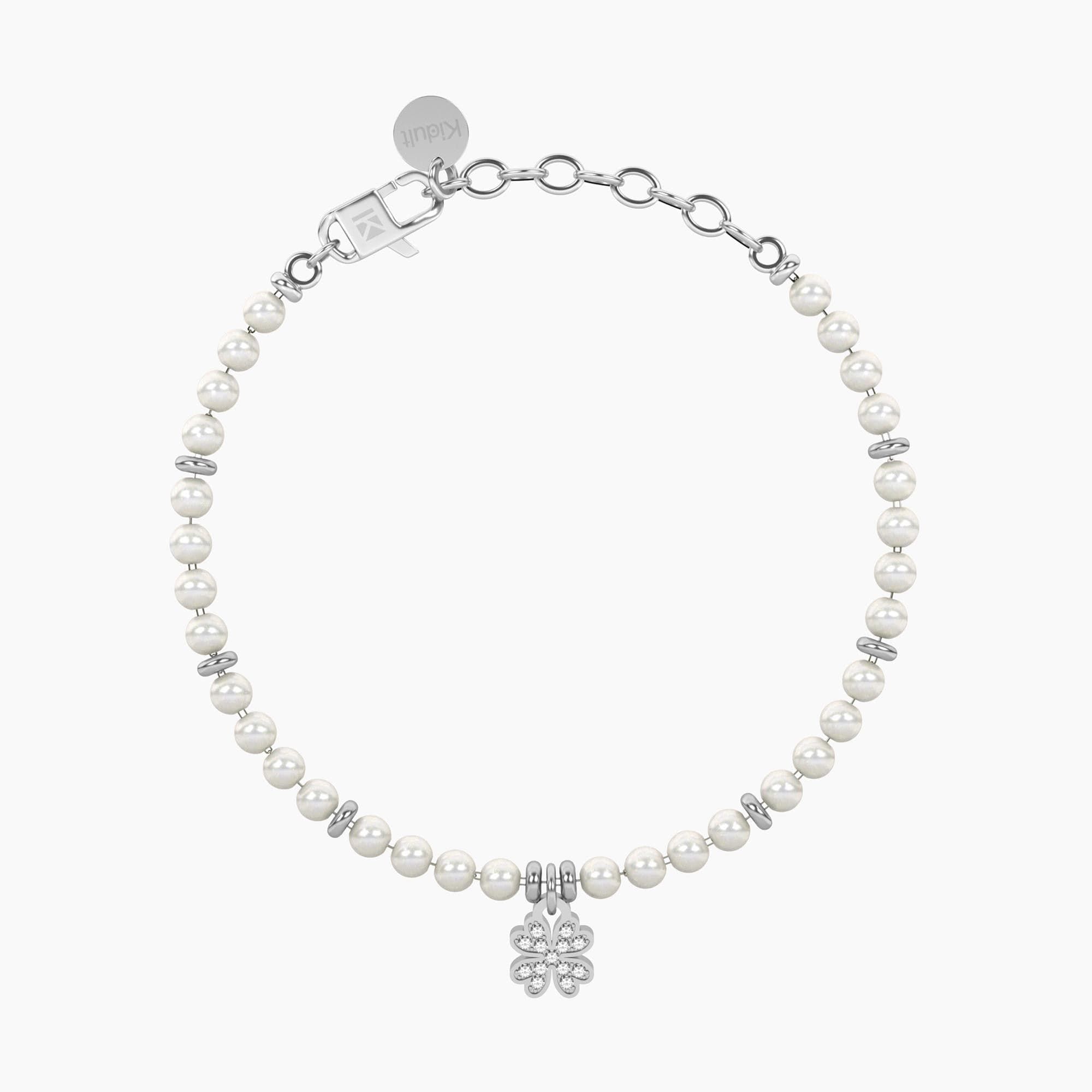 Kidult -  Bracciale con perle e quadrifoglio Quadrifoglio | buona fortuna in Bracciali Alba Gioielli - Casoria, commercioVirtuoso.it