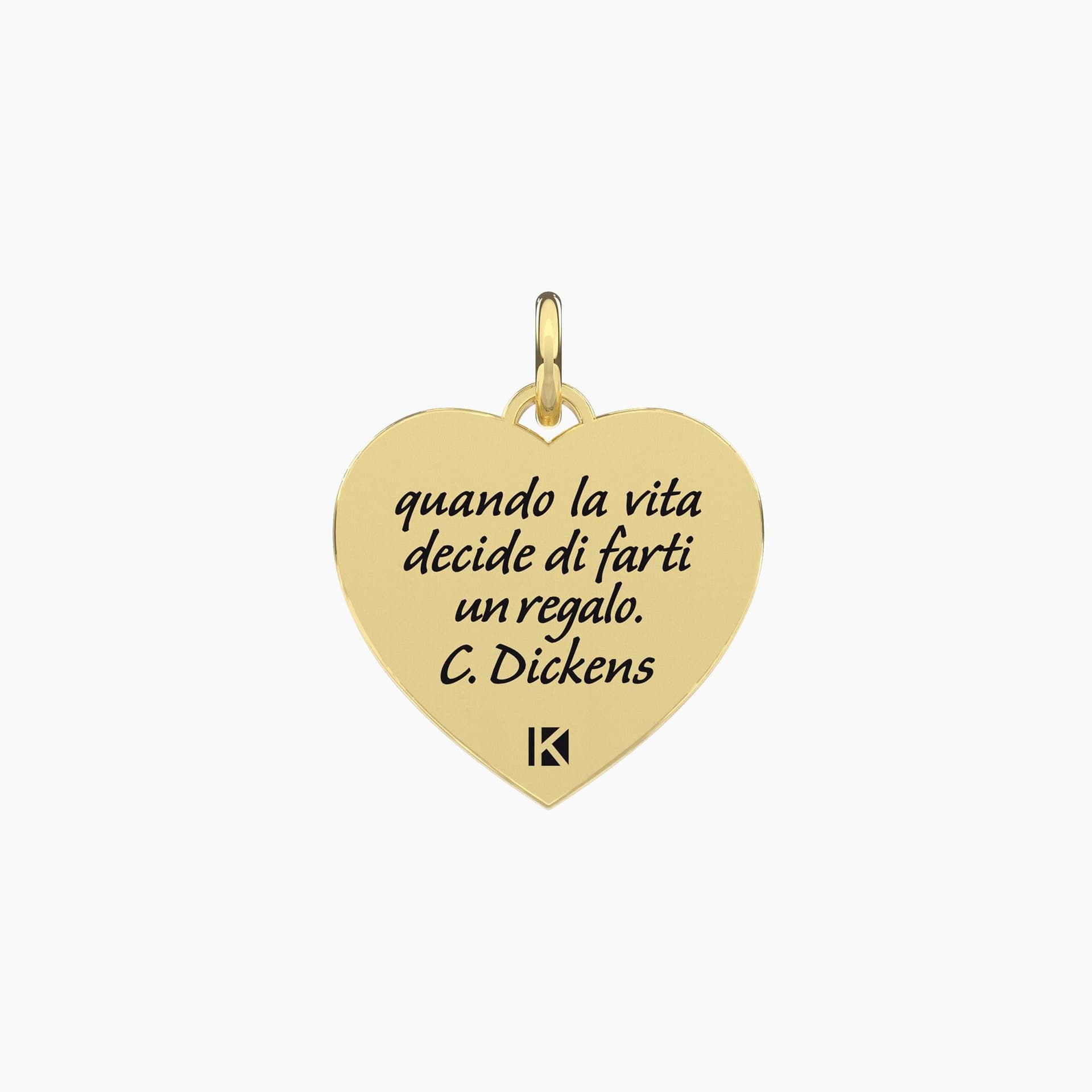 Kidult   -  Ciondolo dorato con scritta dickens Cuore | vita in Collane Alba Gioielli - Casoria, commercioVirtuoso.it