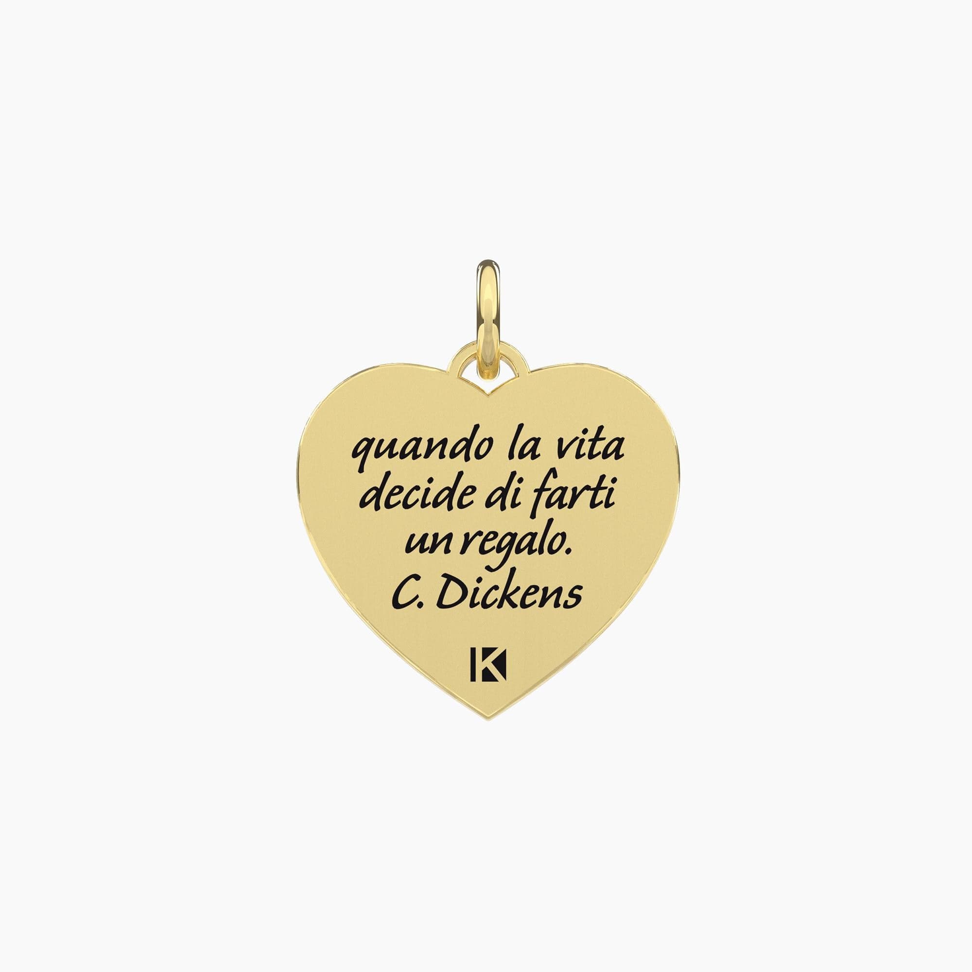 Kidult   -  Ciondolo dorato con scritta dickens Cuore | vita in Collane Alba Gioielli - Casoria, commercioVirtuoso.it