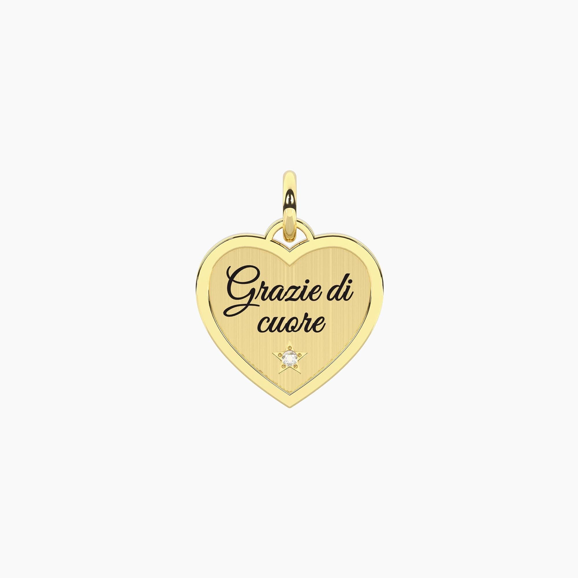 Kidult   -  PENDENTE dorato grazie di cuore Cuore | grazie in Bracciali Alba Gioielli - Casoria, commercioVirtuoso.it