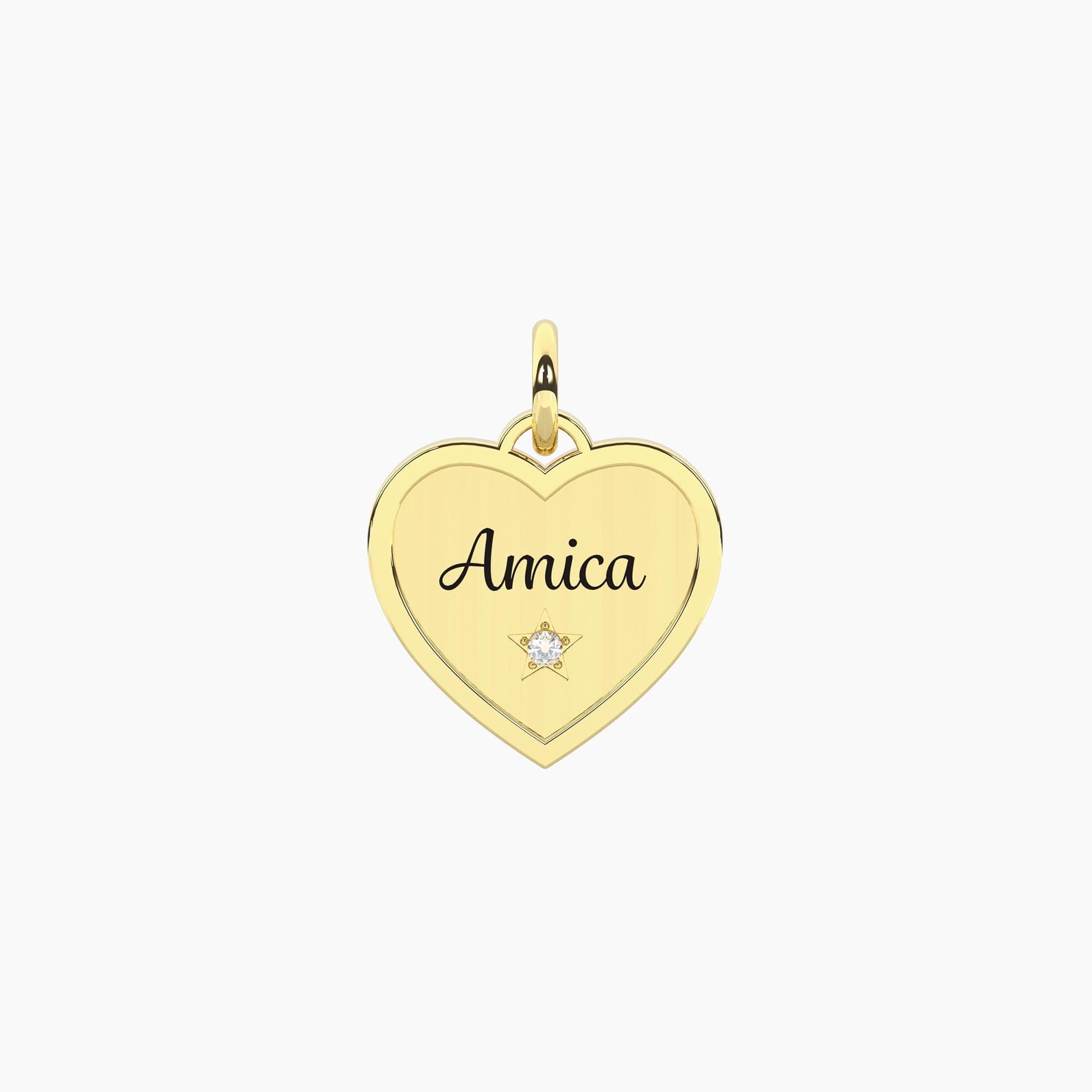Kidult   -  Ciondolo dorato con scritta amica  AMICA | SEMPRE ACCANTO in Bracciali Alba Gioielli - Casoria, commercioVirtuoso.it