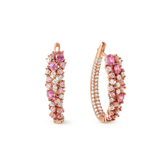NOMINATION - ORECCHINI MOSAICA ORO ROSA CON 81 ZIRCONI COLORATI