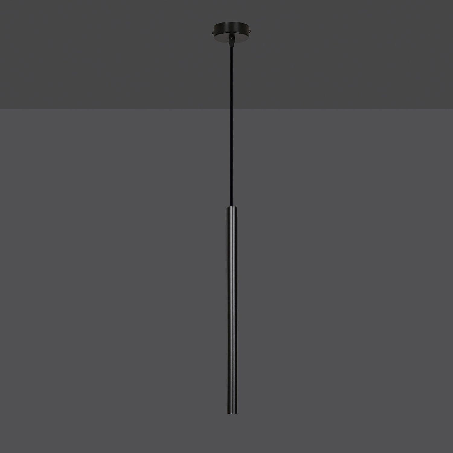 Lampadario 1 Luce Moderno Selter Acciaio Nero E Paralume A Cilindro Sottile in Lampade a sospensione LuceArt - Montecorvino Pugliano, commercioVirtuoso.it