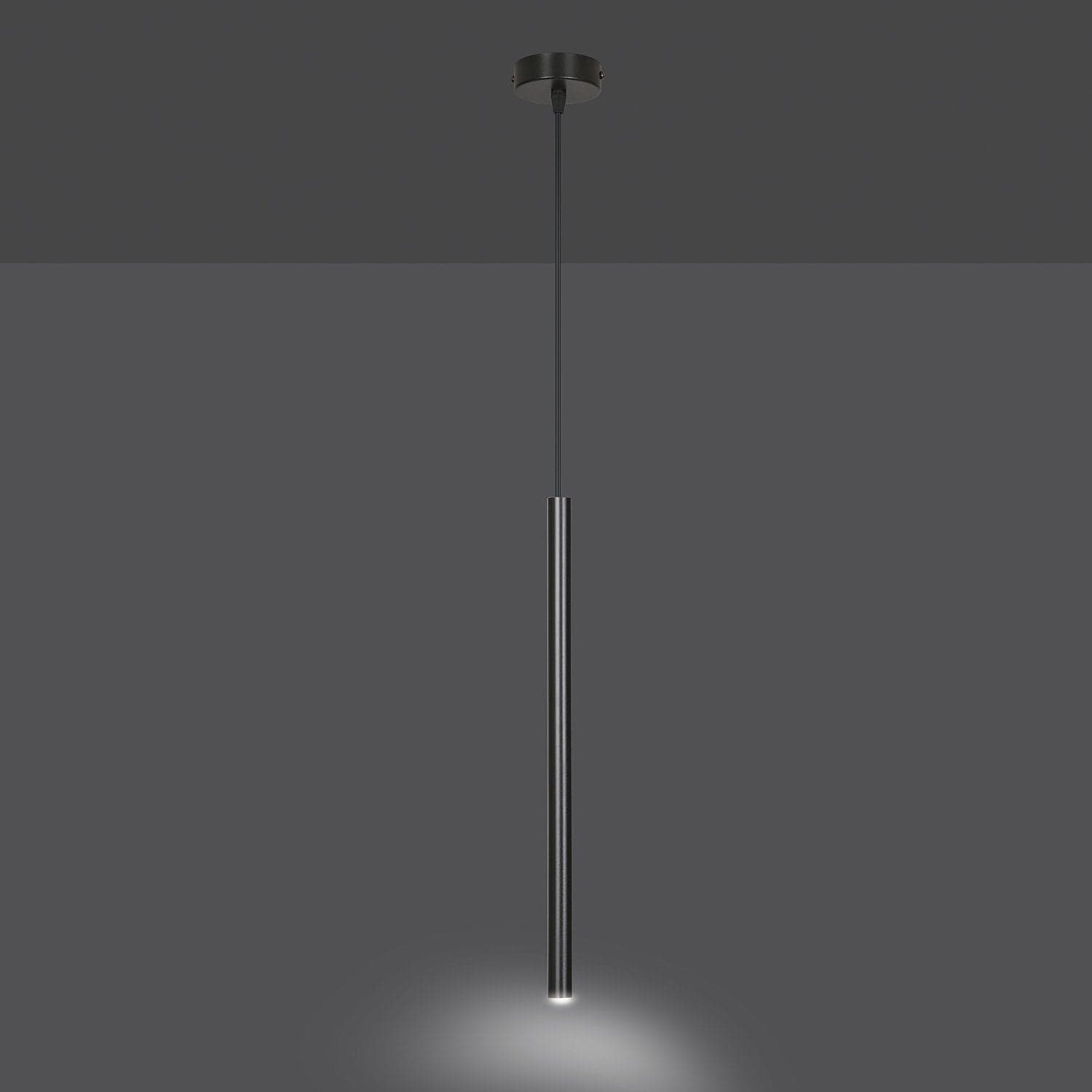 Lampadario 1 Luce Moderno Selter Acciaio Nero E Paralume A Cilindro Sottile in Lampade a sospensione LuceArt - Montecorvino Pugliano, commercioVirtuoso.it