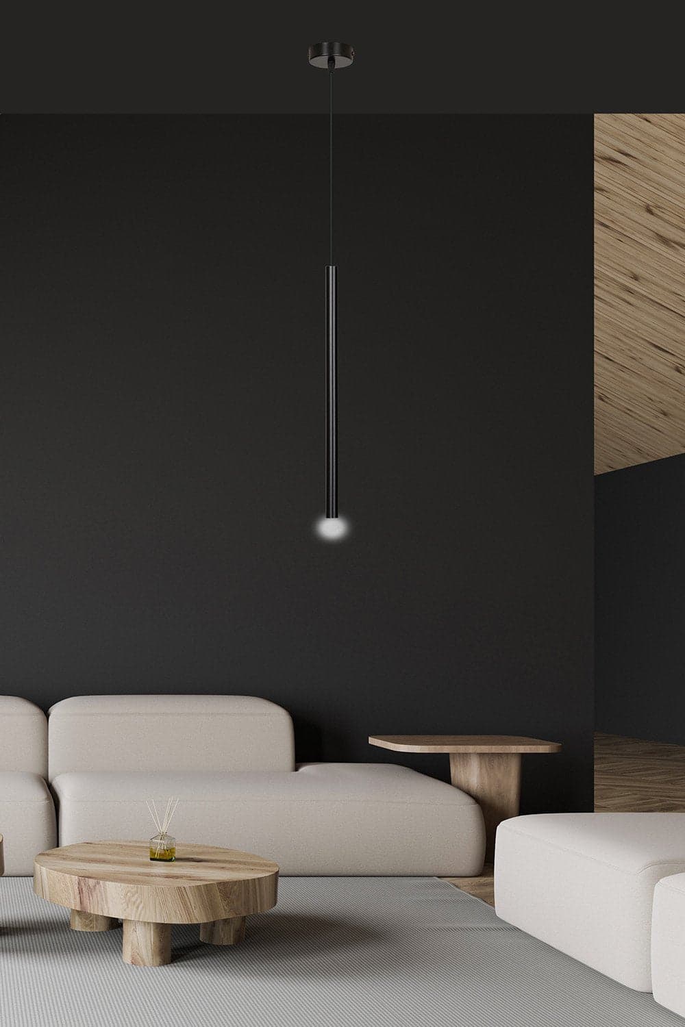 Lampadario 1 Luce Moderno Selter Acciaio Nero E Paralume A Cilindro Sottile in Lampade a sospensione LuceArt - Montecorvino Pugliano, commercioVirtuoso.it