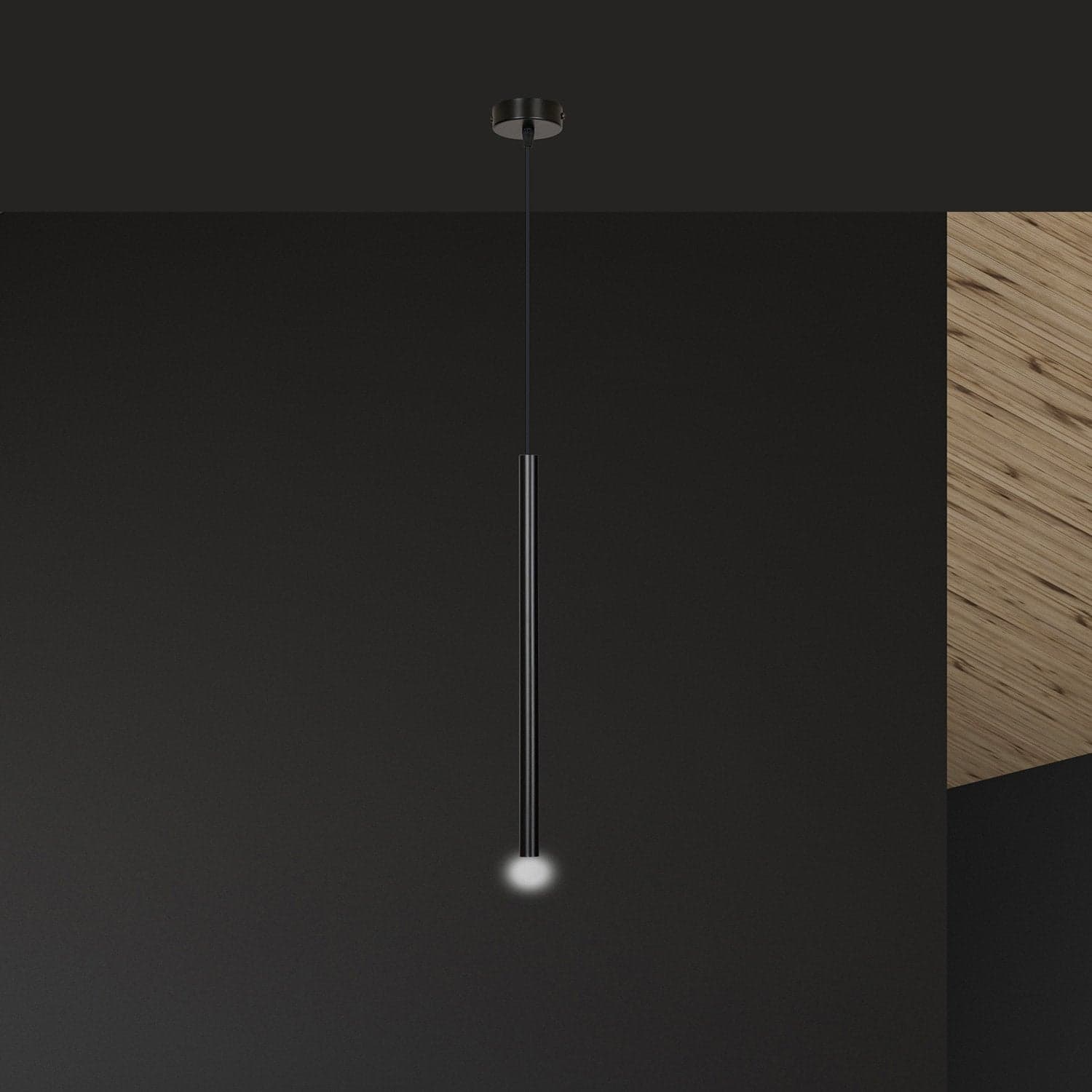 Lampadario 1 Luce Moderno Selter Acciaio Nero E Paralume A Cilindro Sottile in Lampade a sospensione LuceArt - Montecorvino Pugliano, commercioVirtuoso.it