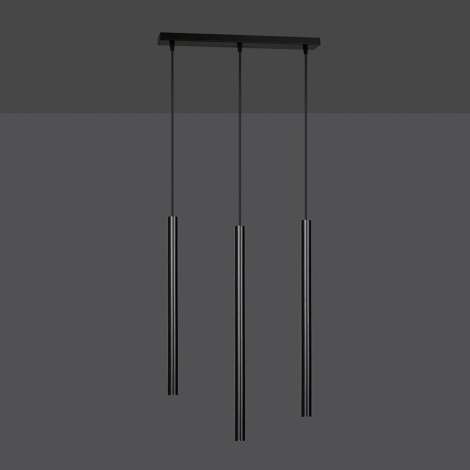 Lampadario 3 Luci Moderno Selter Acciaio Nero E Paralumi A Cilindri Sottili in Lampade a sospensione LuceArt - Montecorvino Pugliano, commercioVirtuoso.it
